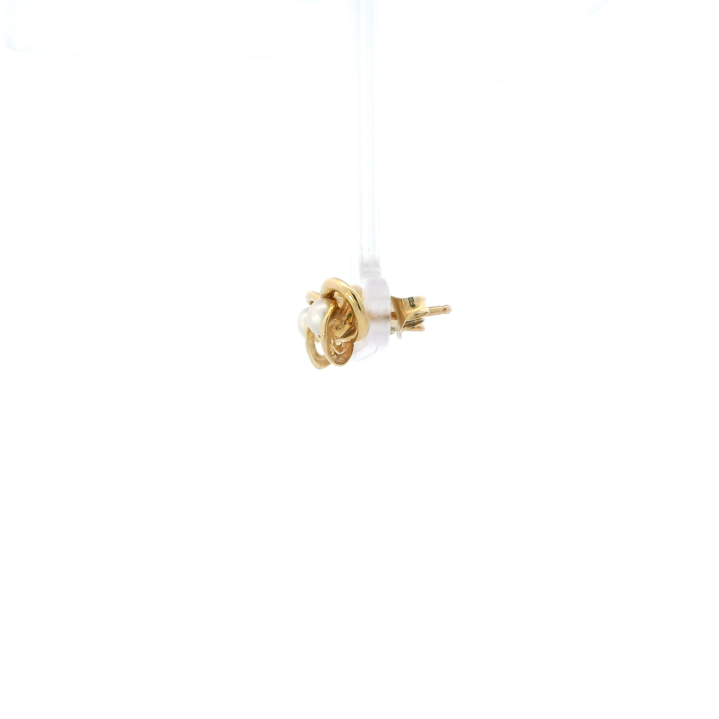 14K Yellow Gold Pearl Knot Style Stud Earrings