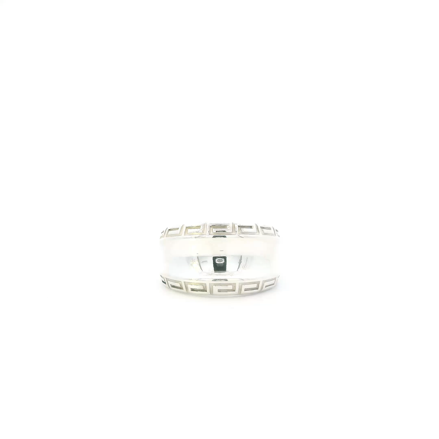 Silver "Kababa" Band With Greek Symbols Womens Ring
