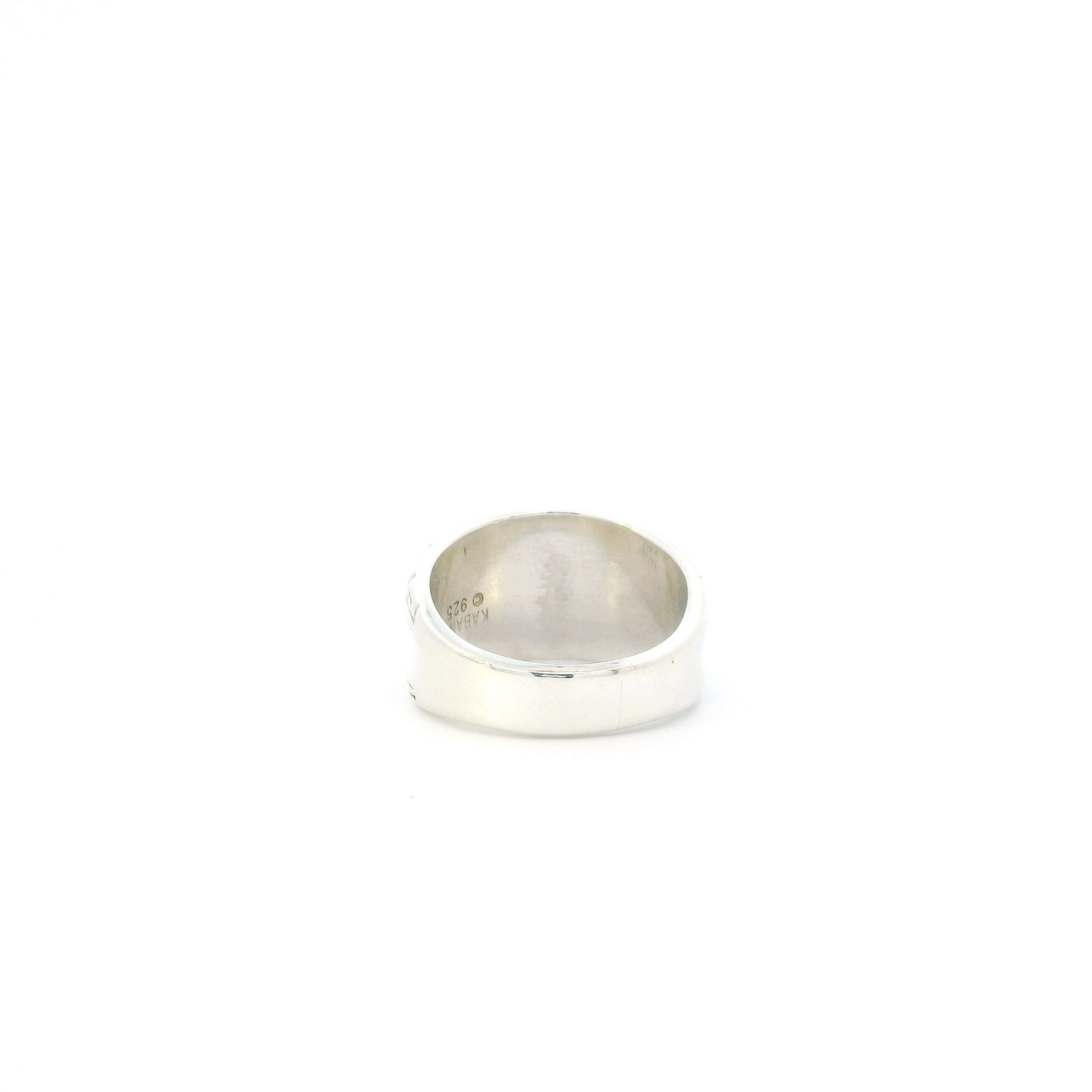 Silver "Kababa" Band With Greek Symbols Womens Ring