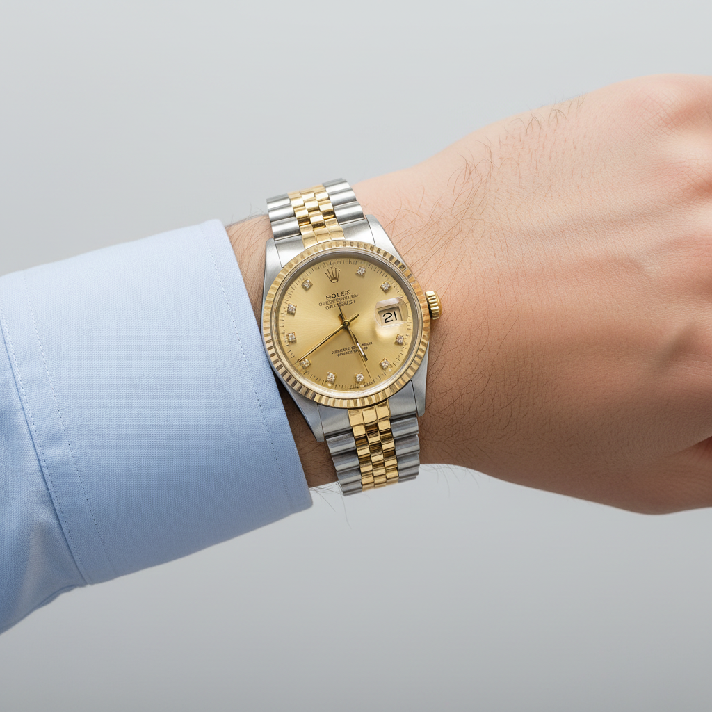 Rolex Oyster Perpetual Datejust Two Tone 1990's Mens Wristwatch
