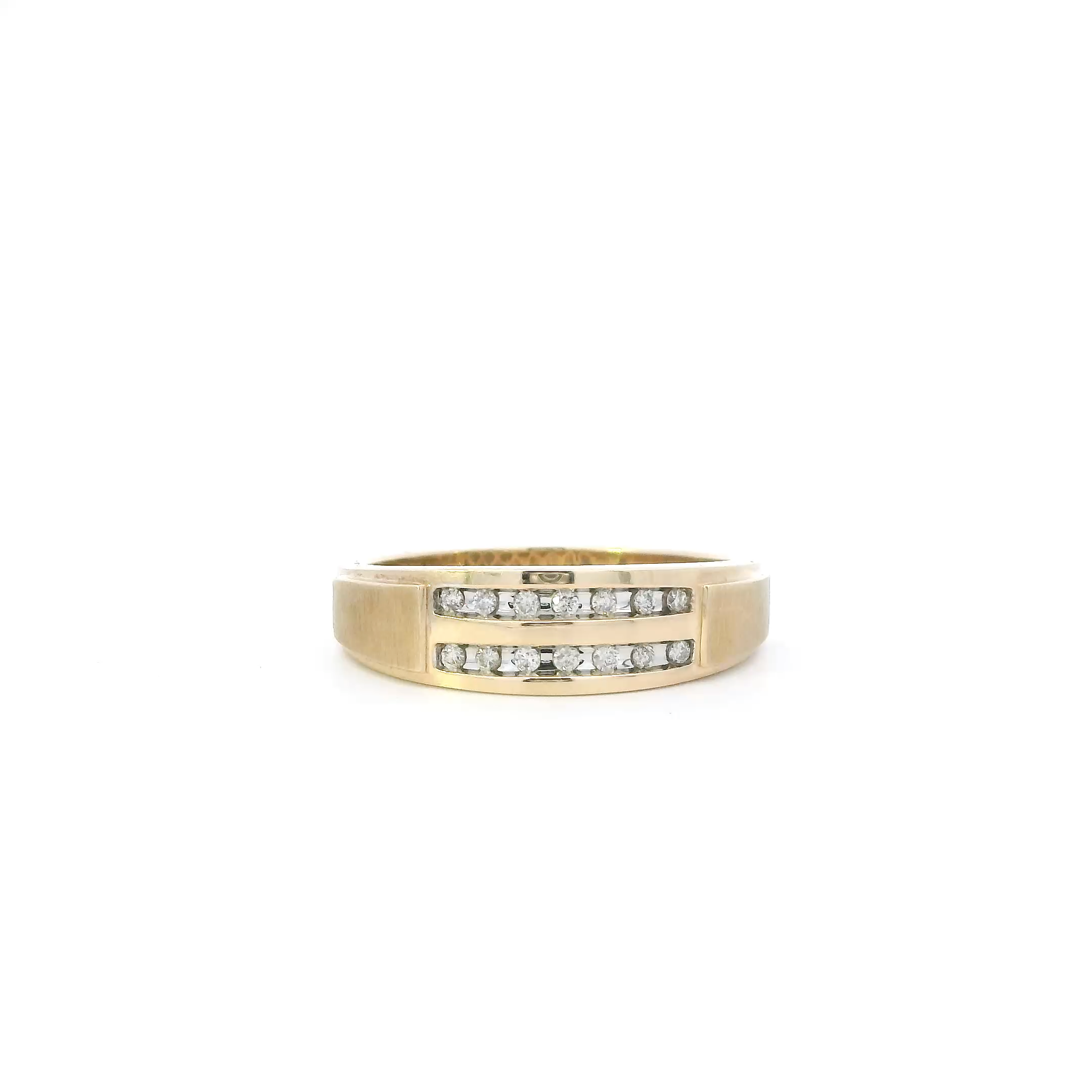 10K Yellow Gold Diamond Mens Ring - 0.21ct
