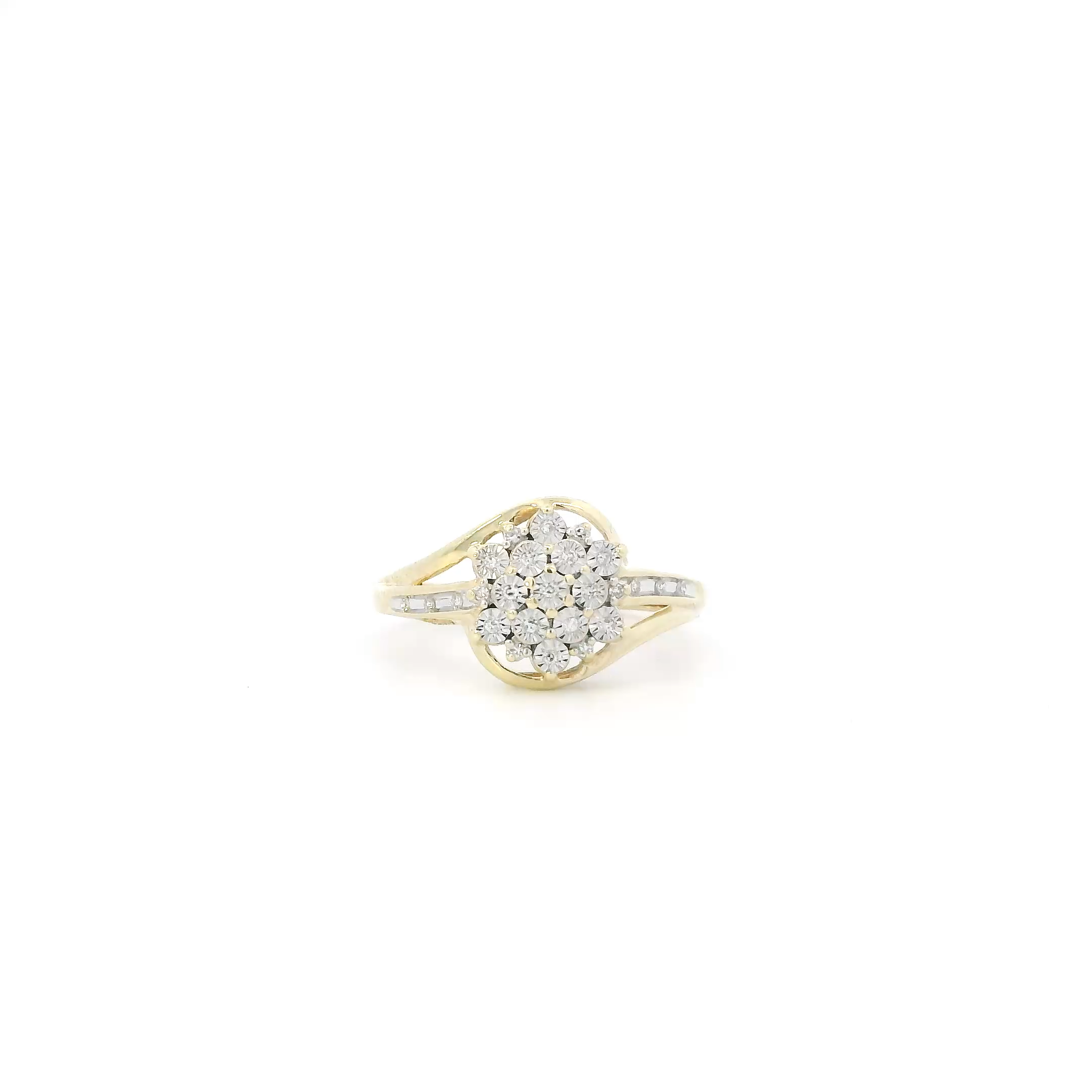 10K White & Yellow Gold Flower Ring