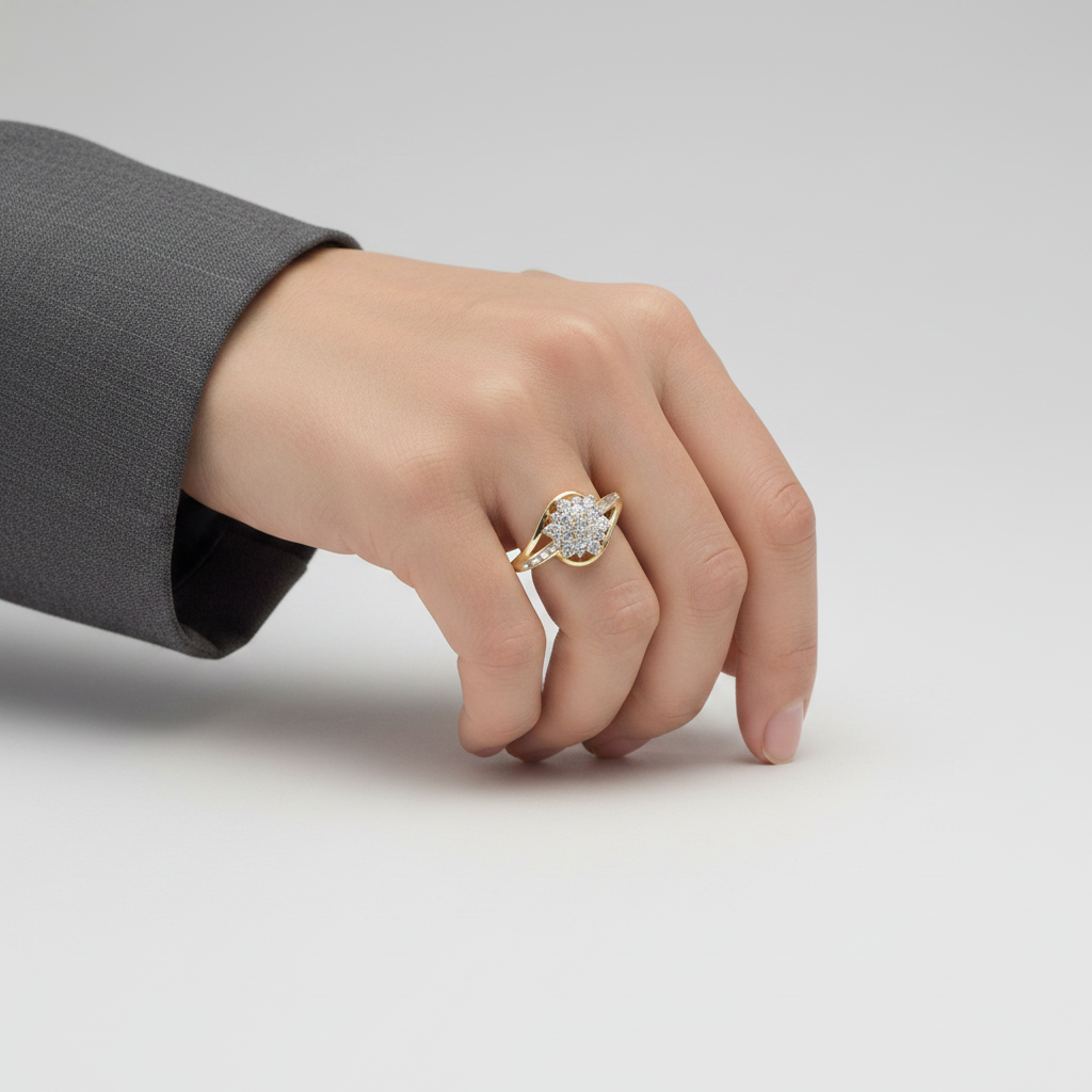 10K White & Yellow Gold Flower Ring