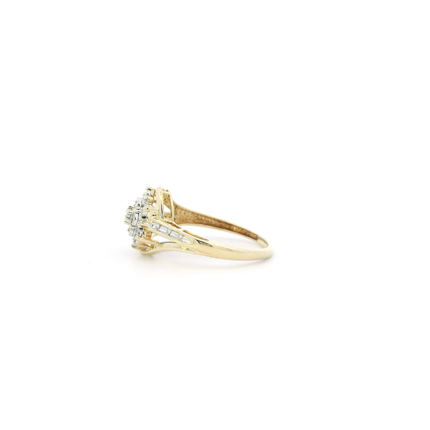 10K White & Yellow Gold Flower Ring