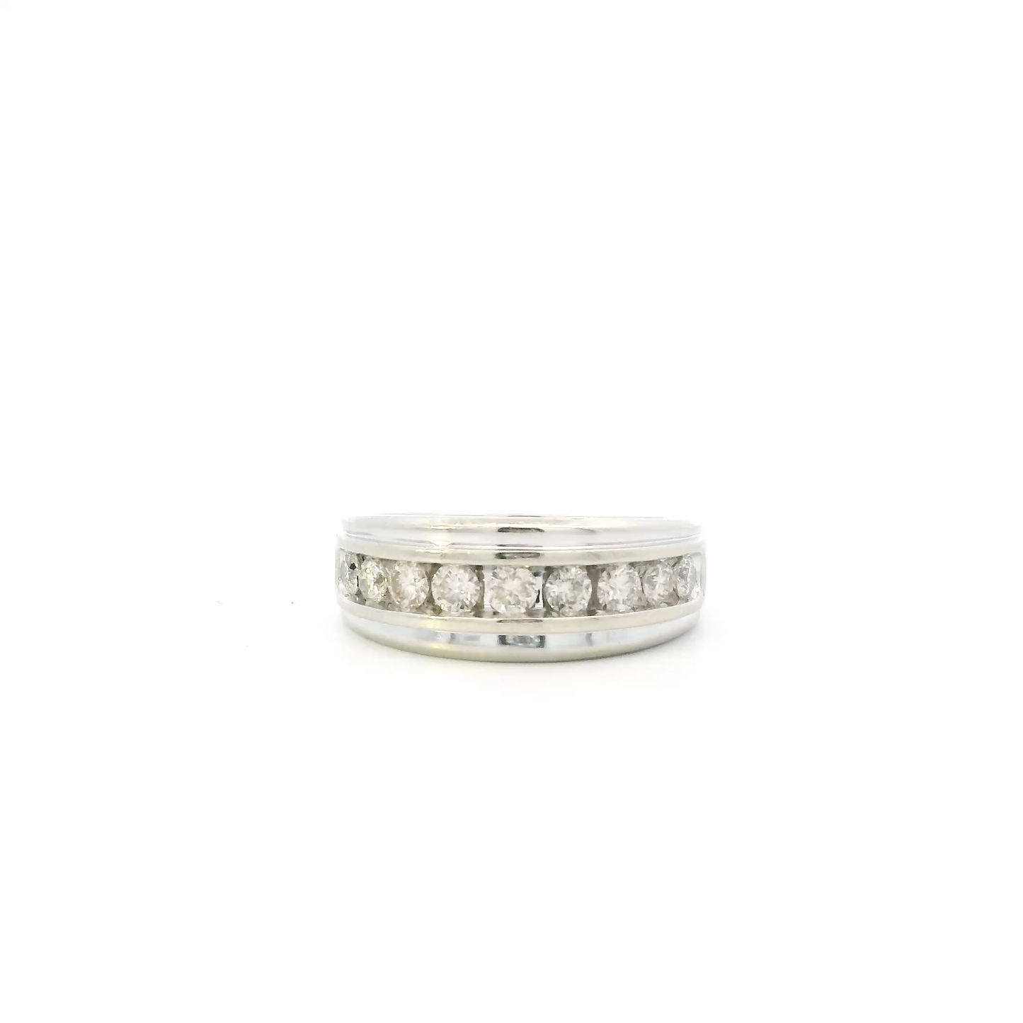 10K White Gold Diamond Mens Ring - 1.00ct
