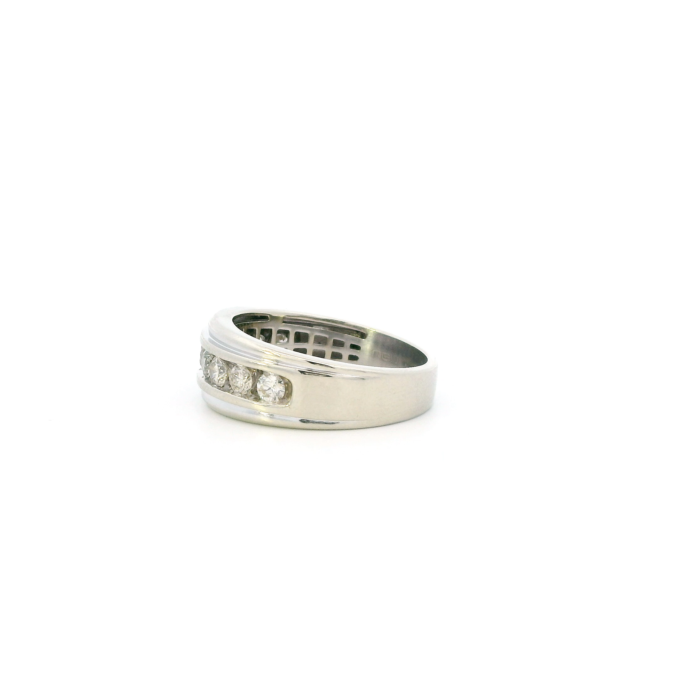 10K White Gold Diamond Mens Ring - 1.00ct
