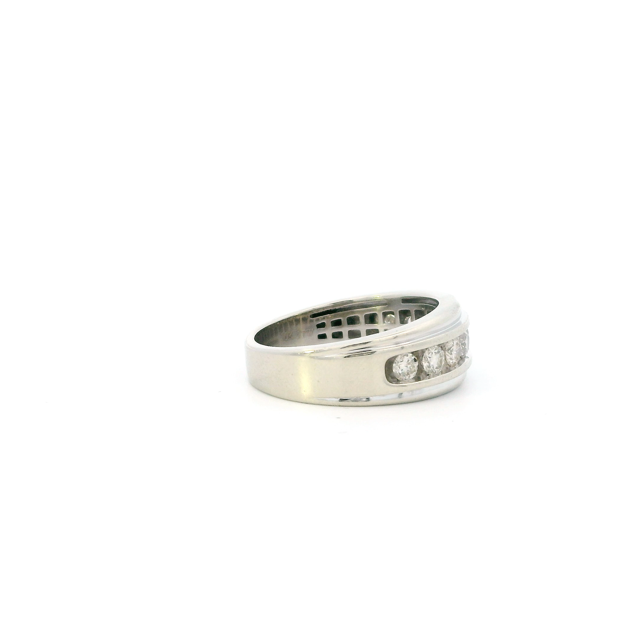 10K White Gold Diamond Mens Ring - 1.00ct