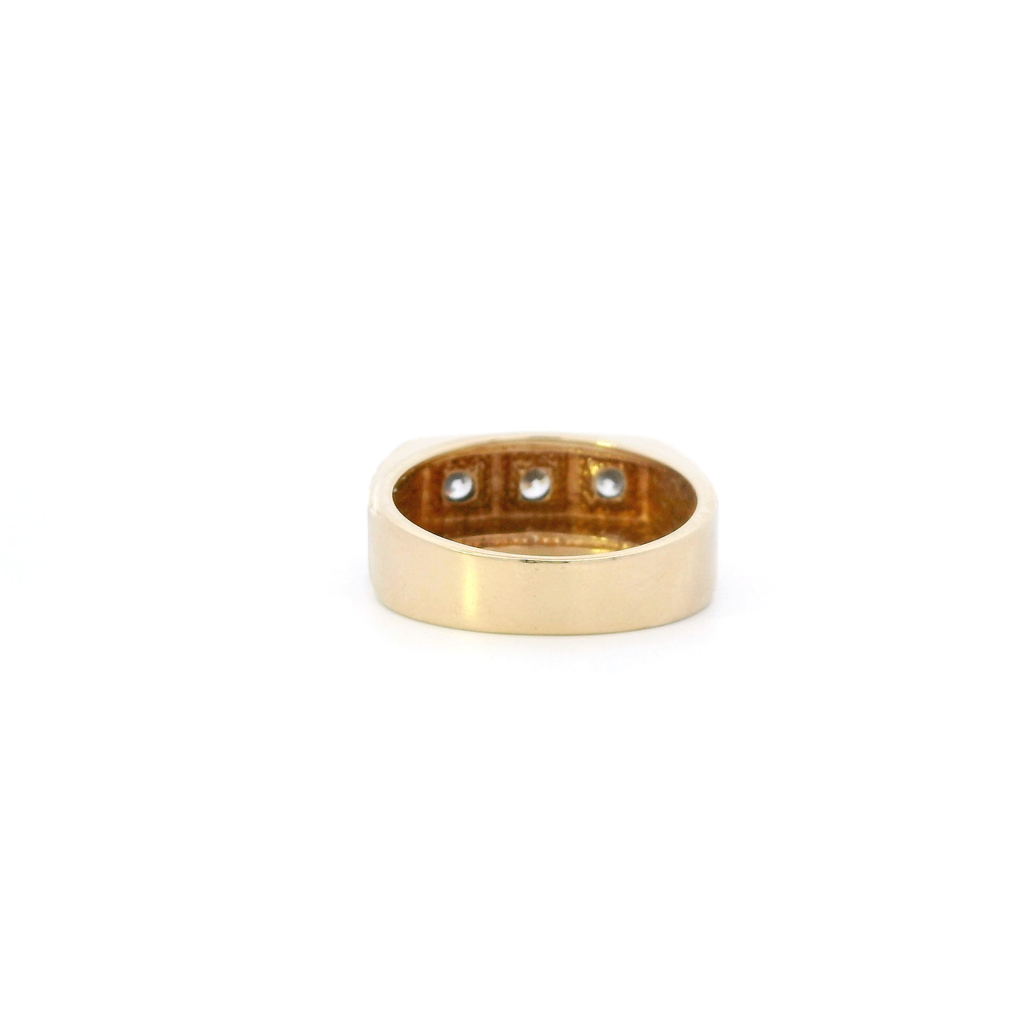 10K Yellow Gold Cz Rectangle Mens Ring
