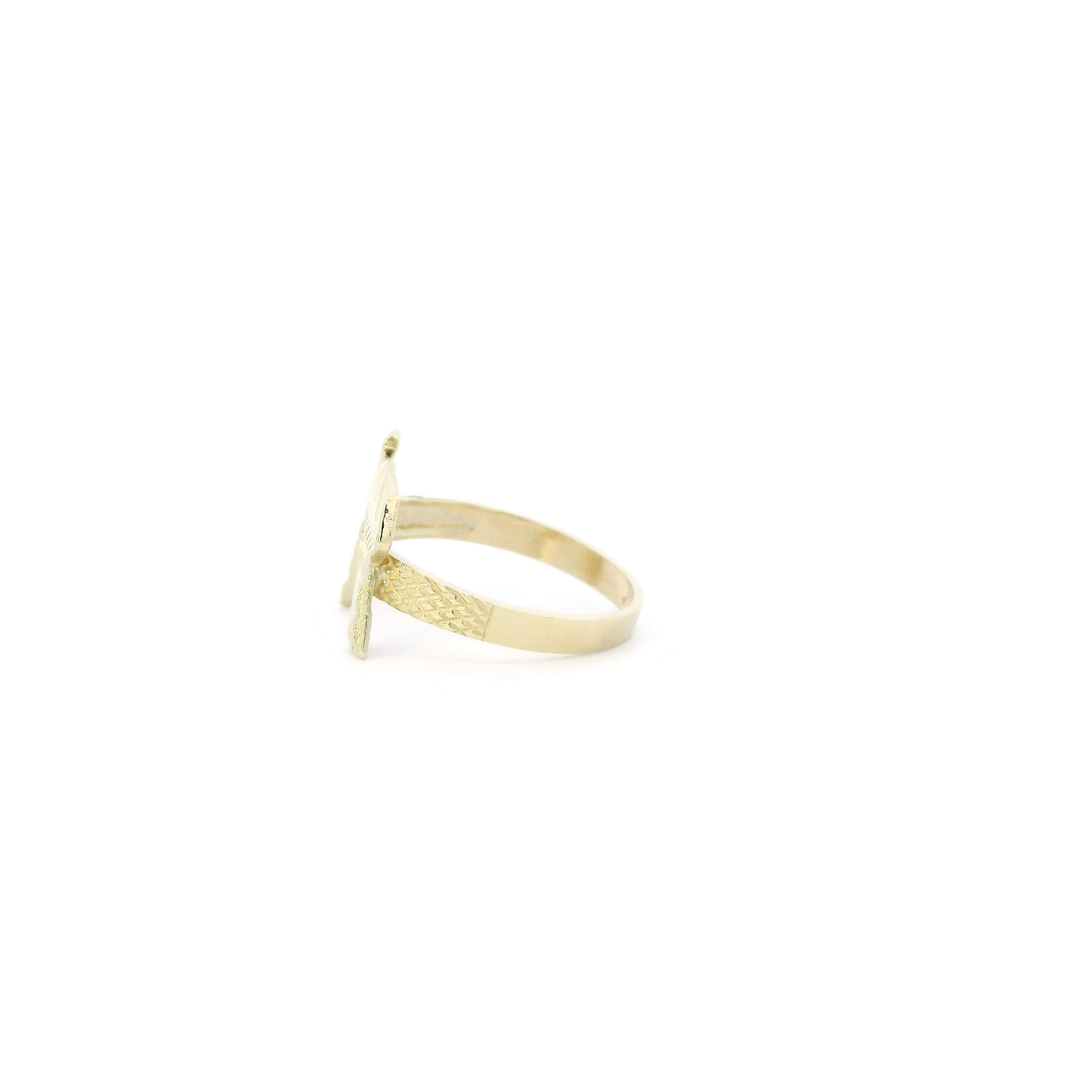 10K Yellow Gold Diamond Cut Rifle Ring