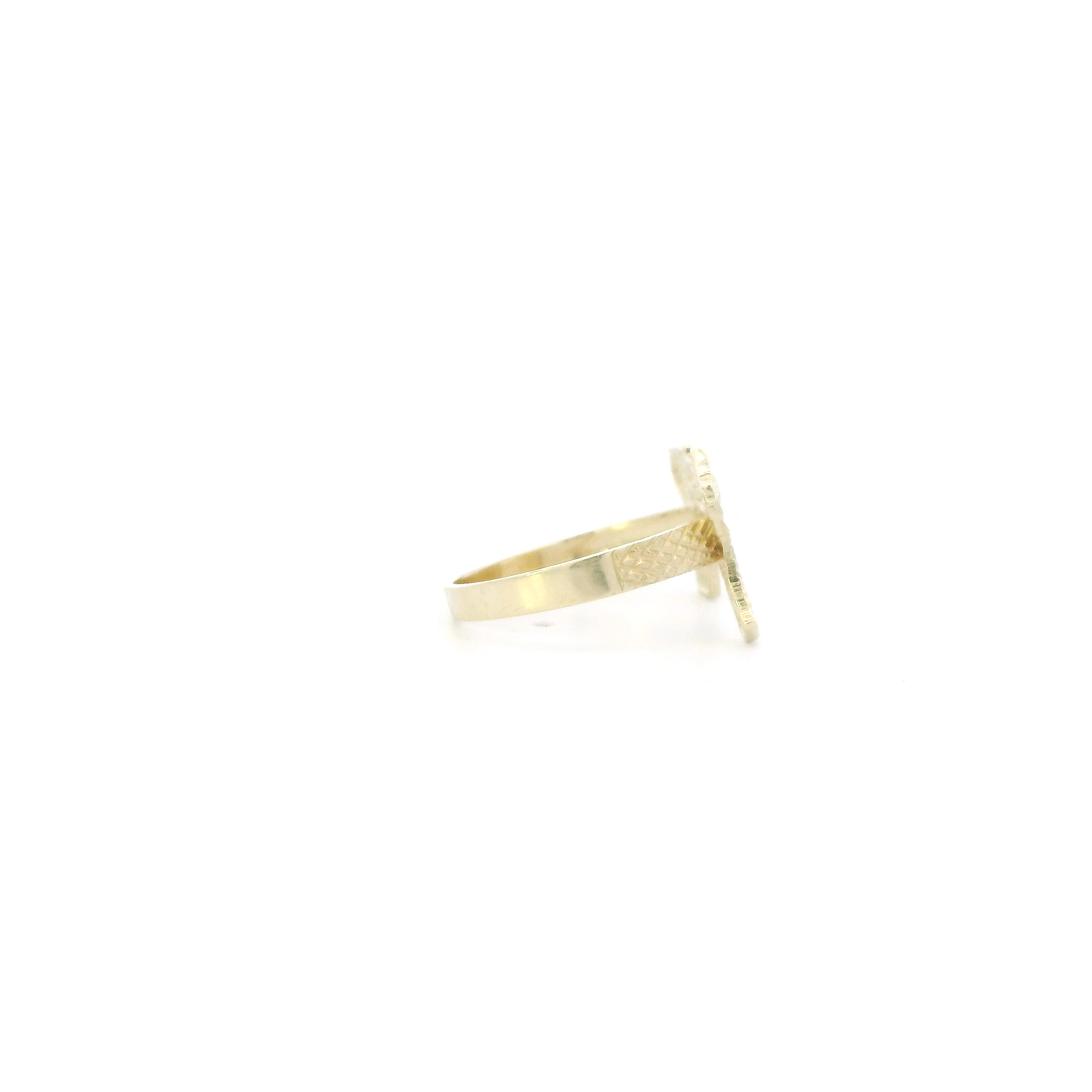 10K Yellow Gold Diamond Cut Rifle Ring