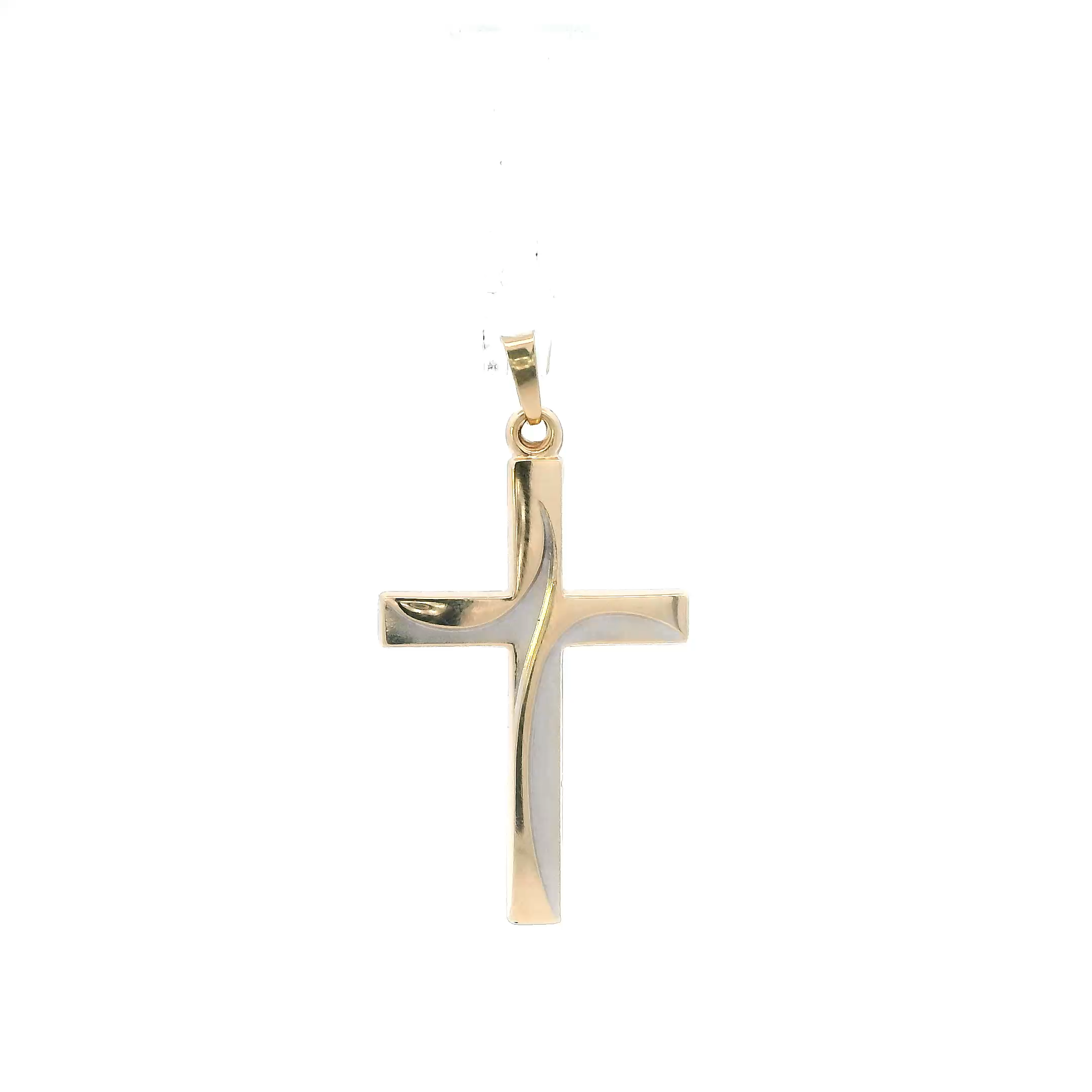 14K Yellow Gold Swirl Cross Pendant