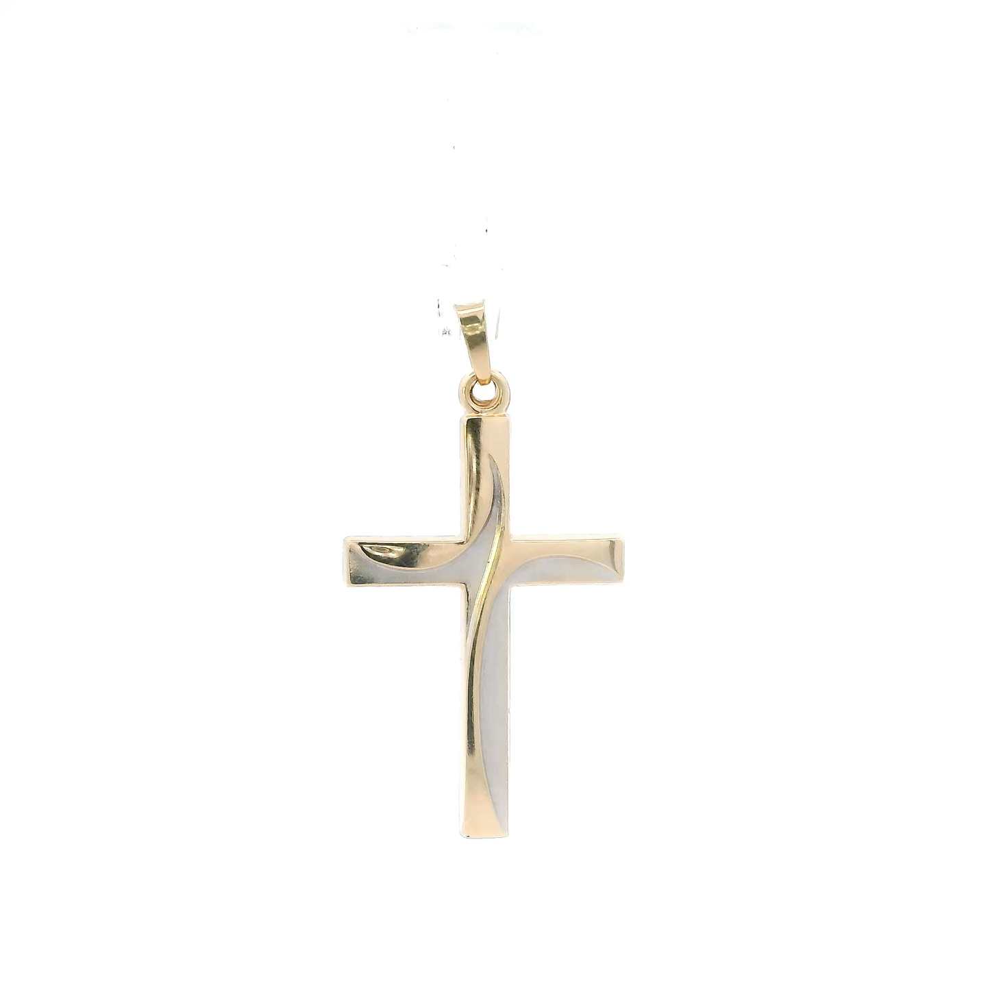 14K Yellow Gold Swirl Cross Pendant