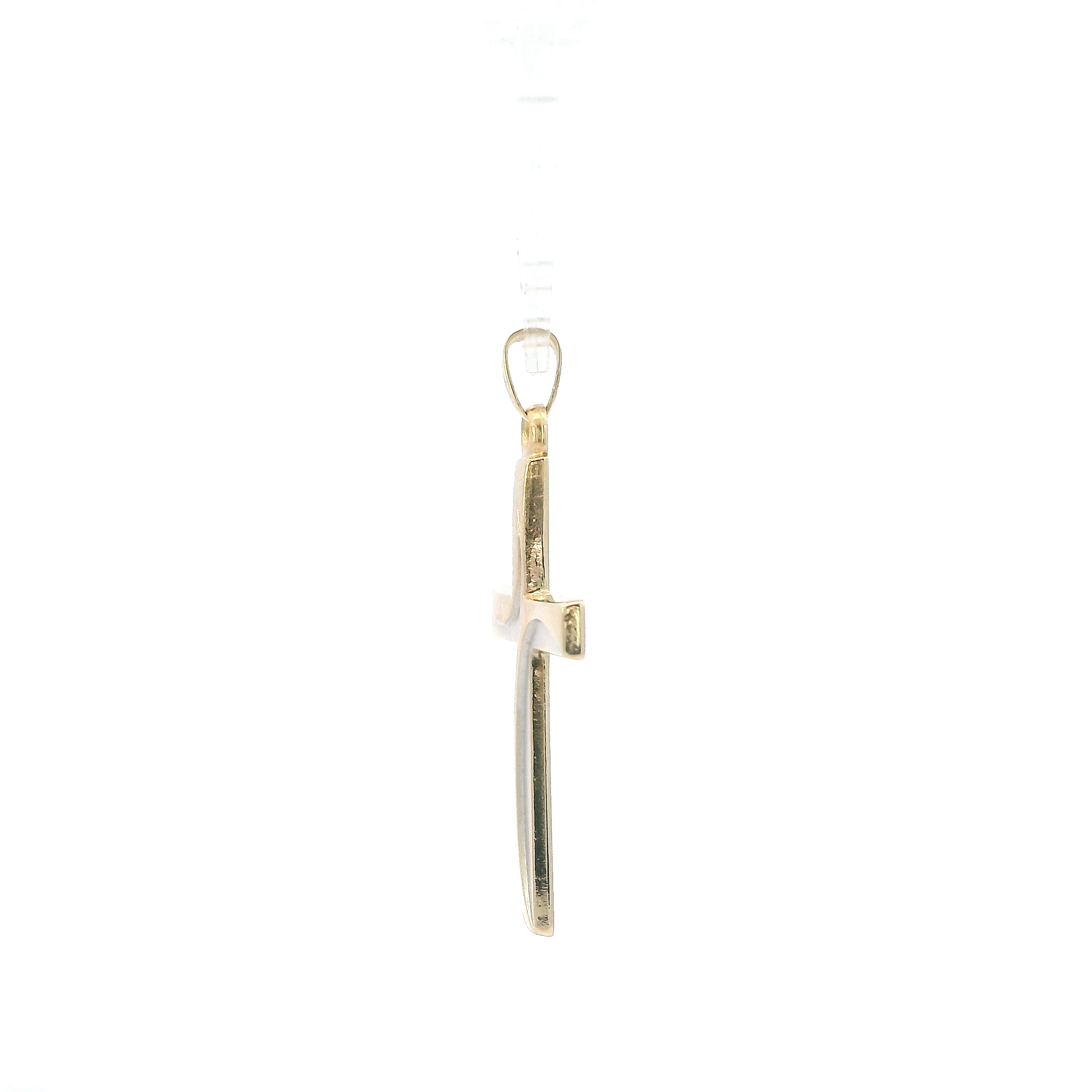 14K Yellow Gold Swirl Cross Pendant
