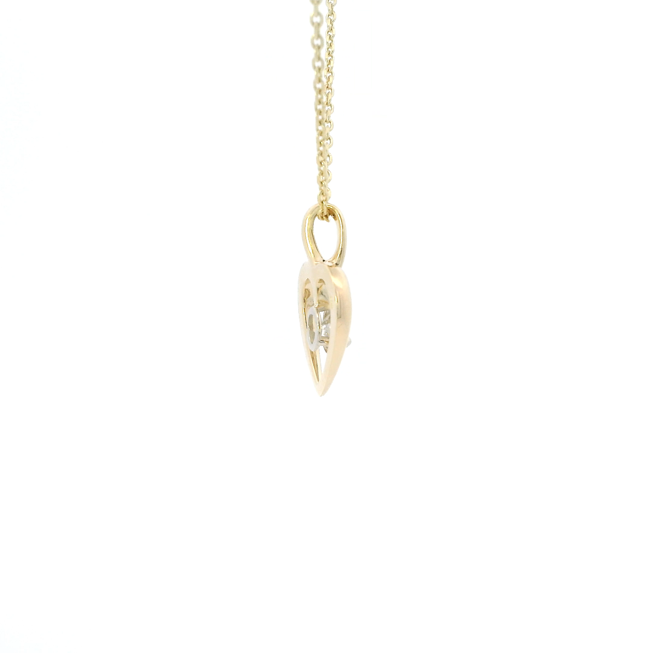 14K Yellow Gold Chipped Diamond Heart Pendant & 20