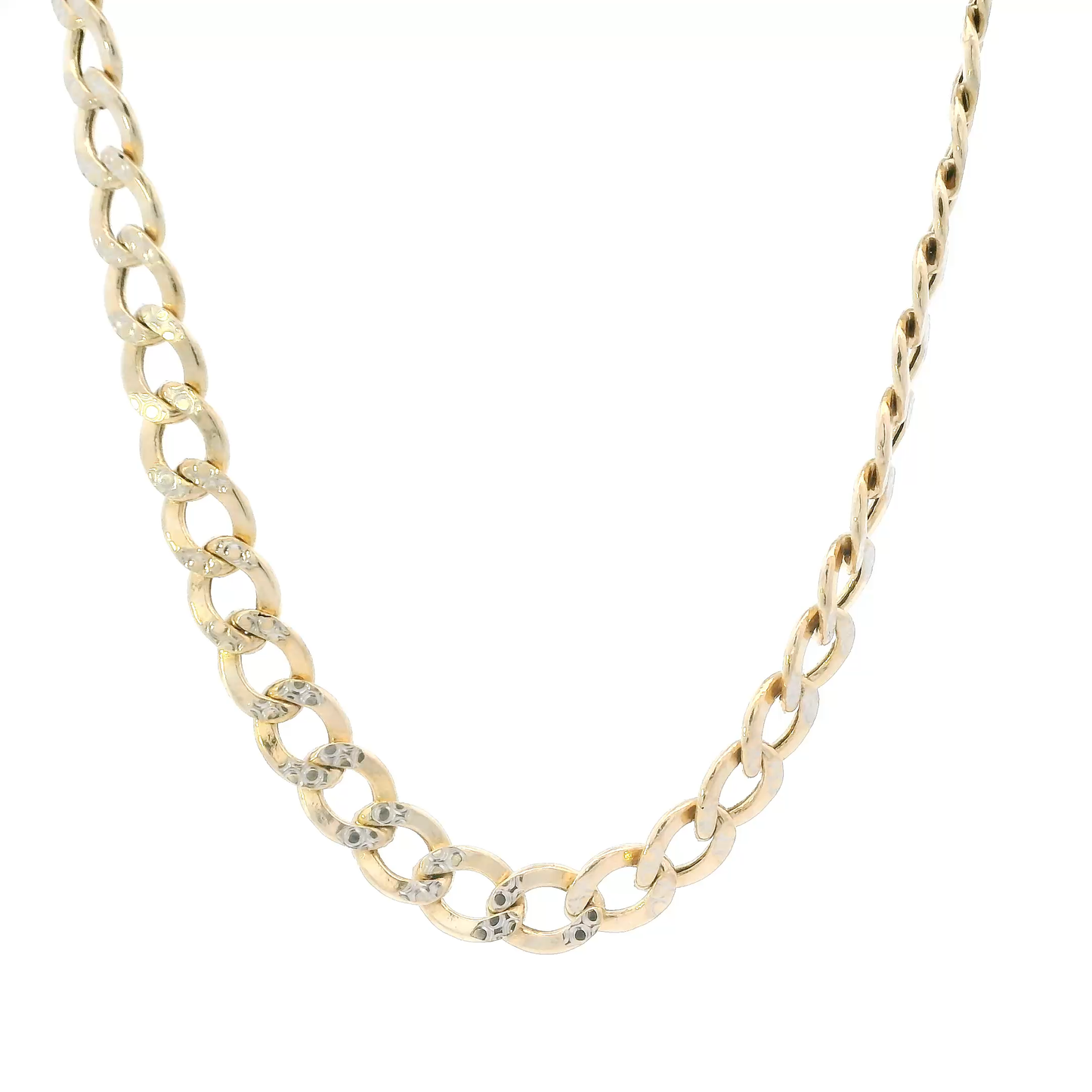 10K Yellow Gold 22" Diamond Cut Hollow Curb Chain