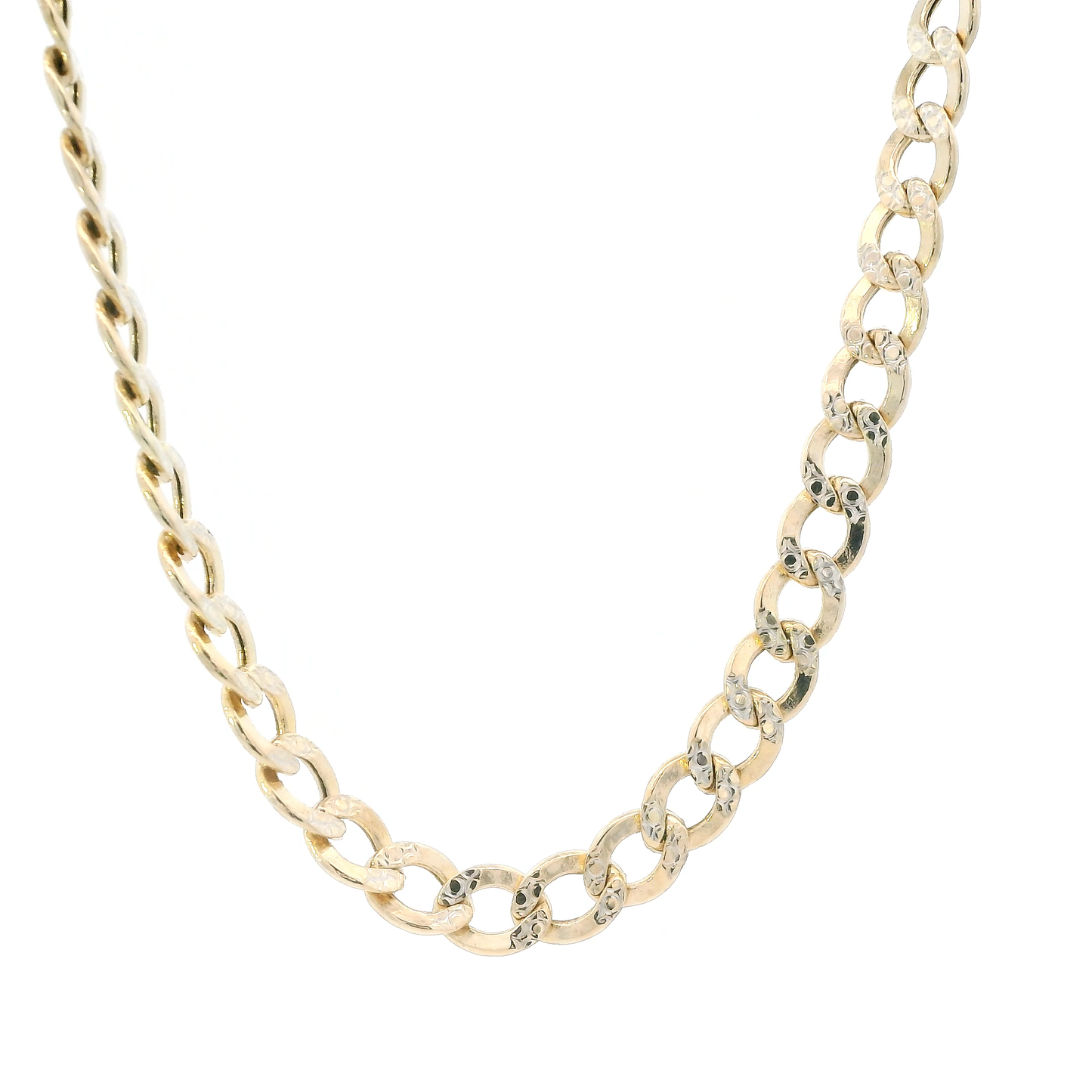 10K Yellow Gold 22" Diamond Cut Hollow Curb Chain