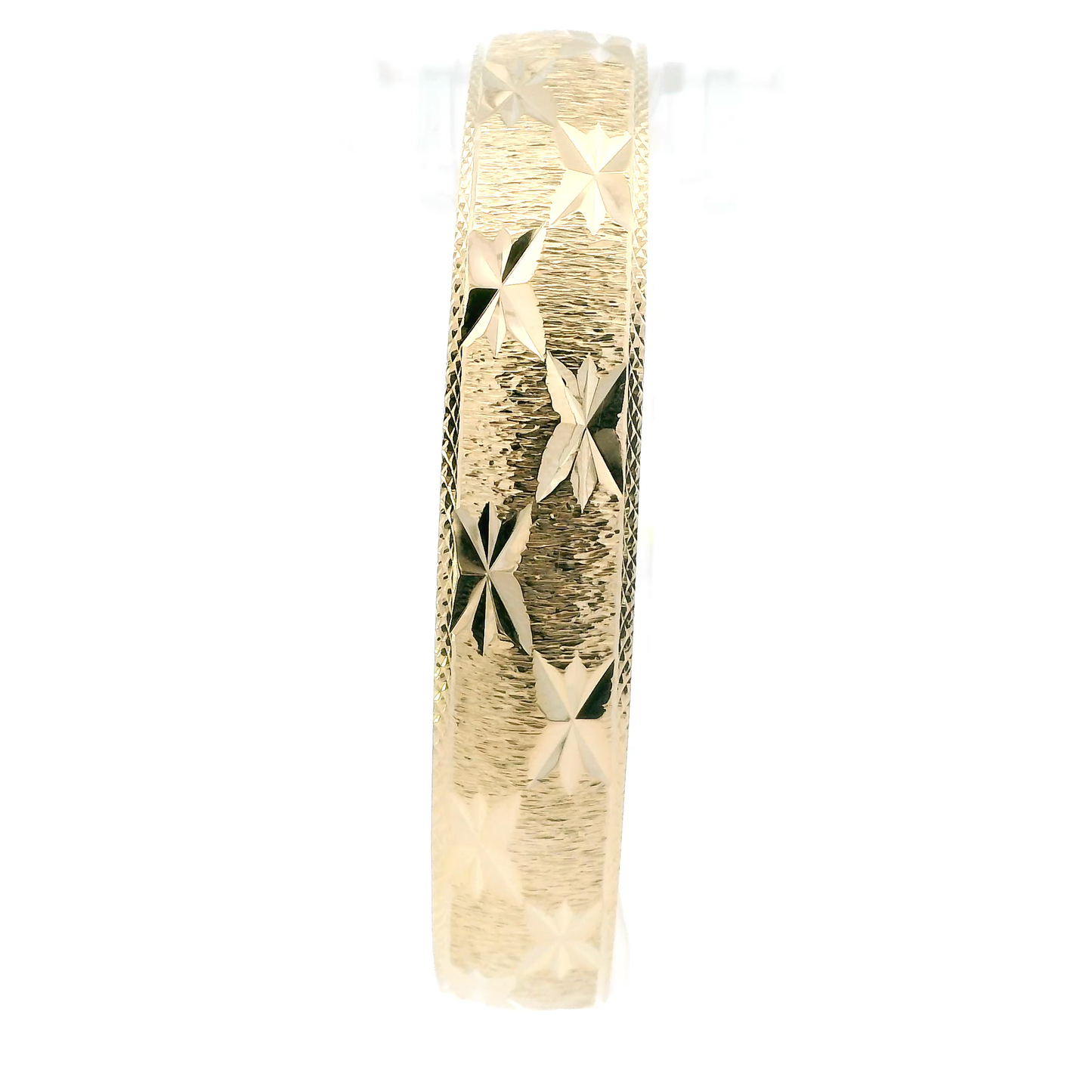 14K Yellow Gold Diamond Cut Bangle Bracelet