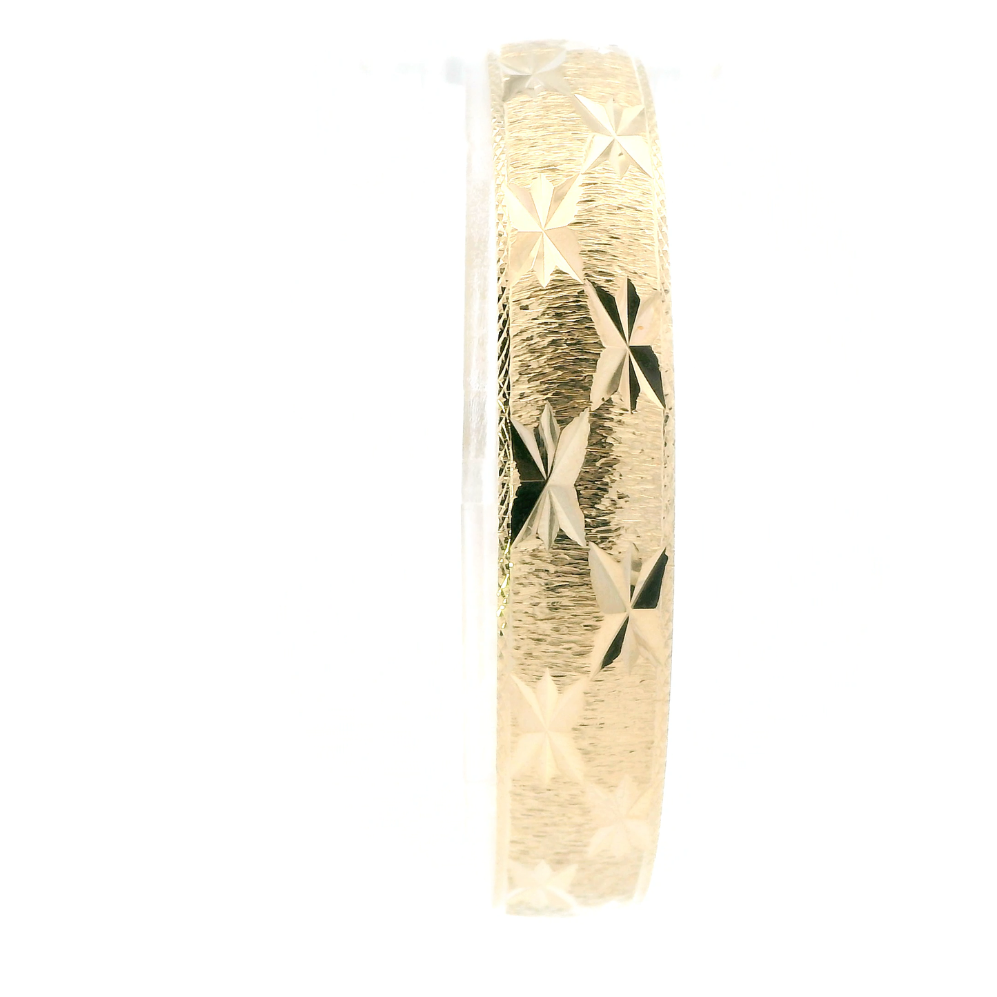 14K Yellow Gold Diamond Cut Bangle Bracelet