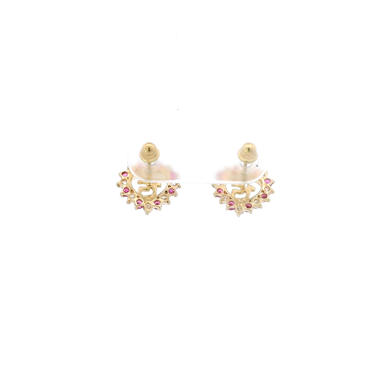 10K Yellow Gold Cz "15" Heart Earrings