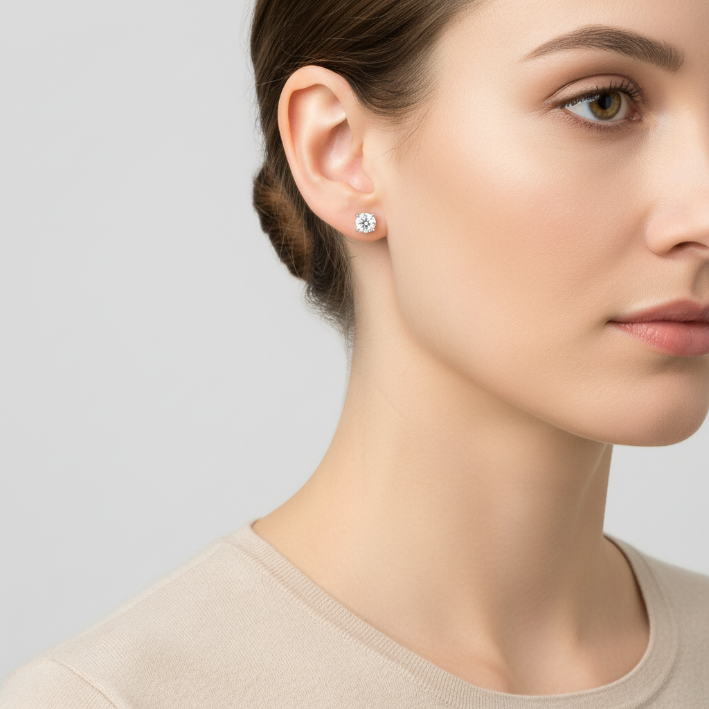 14K White Gold Diamond Earrings