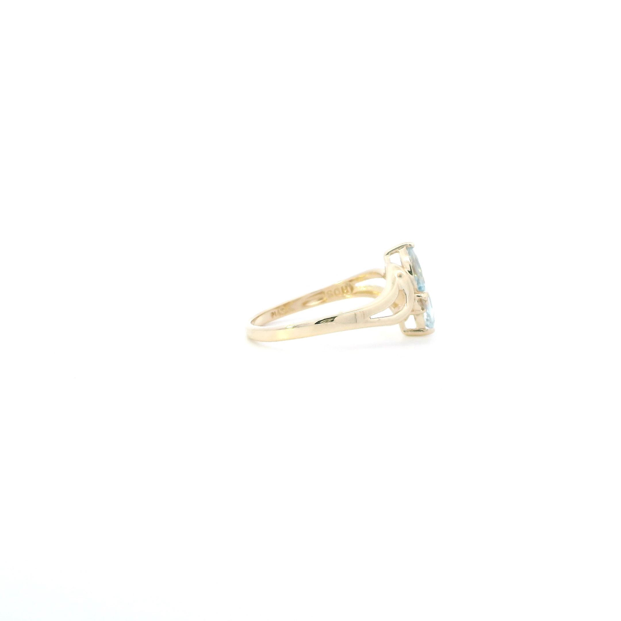 14K Yellow Gold Aquamarine & Diamond Womens Ring - 0.01ct