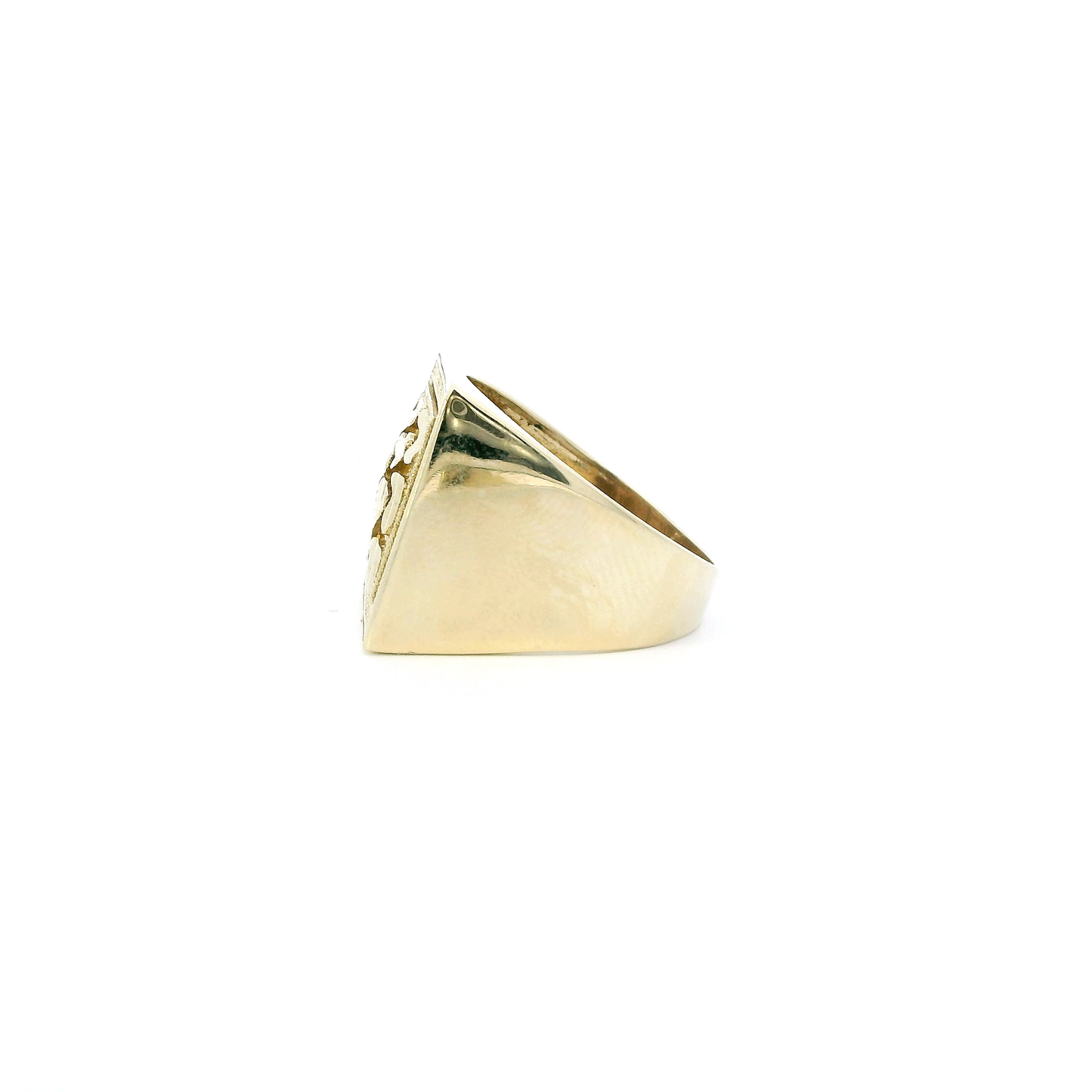 10K Yellow Gold Square Nugget Mens Ring