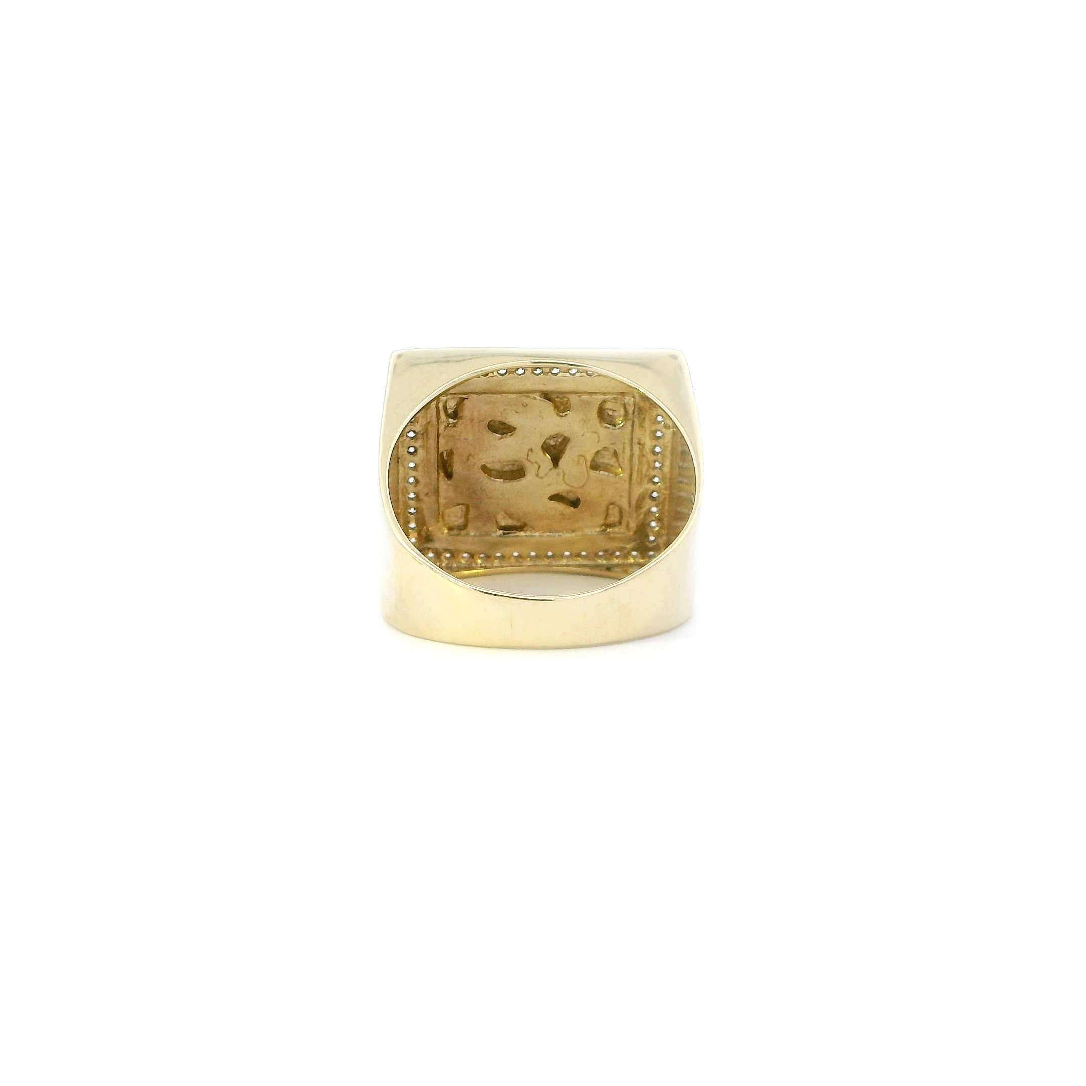10K Yellow Gold Square Nugget Mens Ring