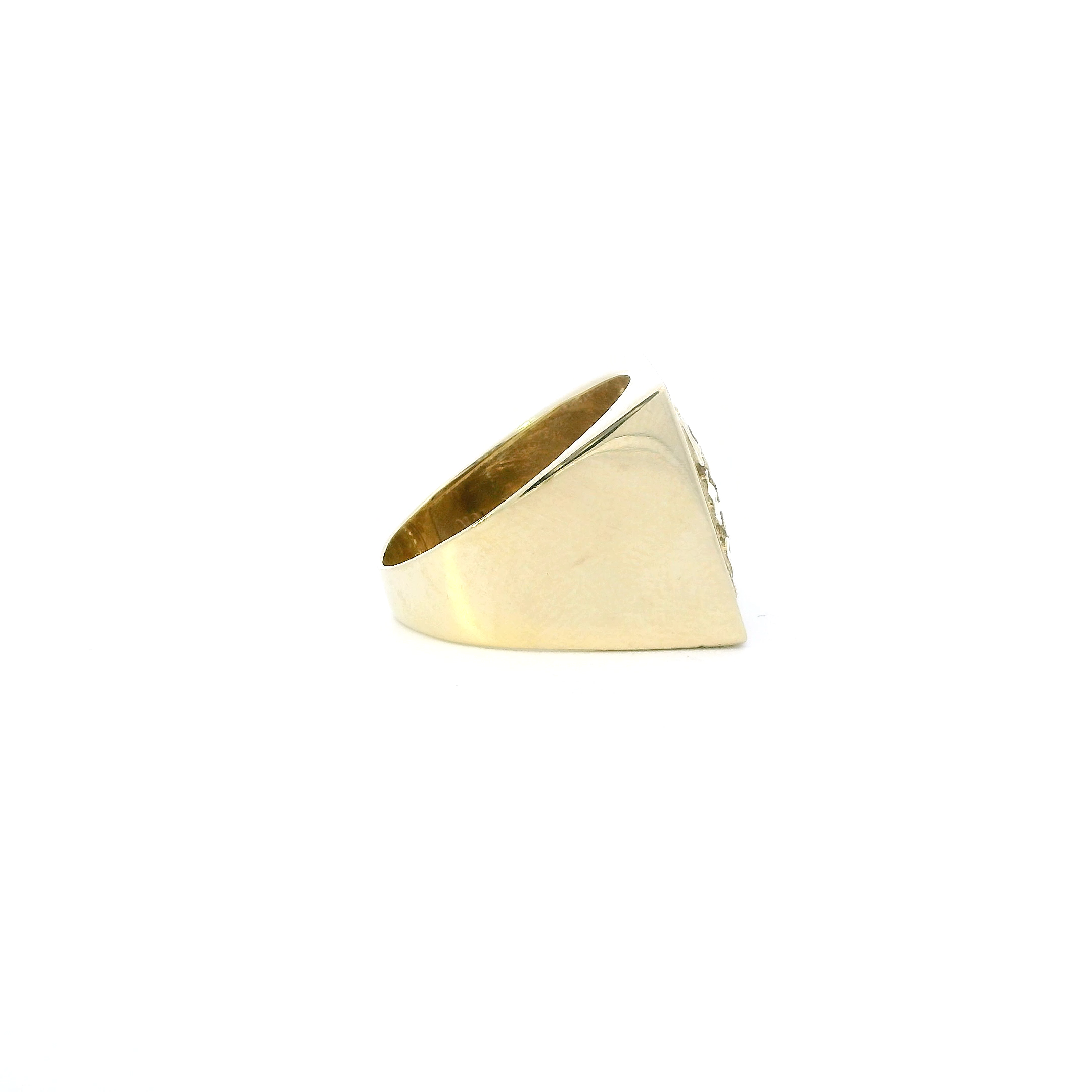 10K Yellow Gold Square Nugget Mens Ring