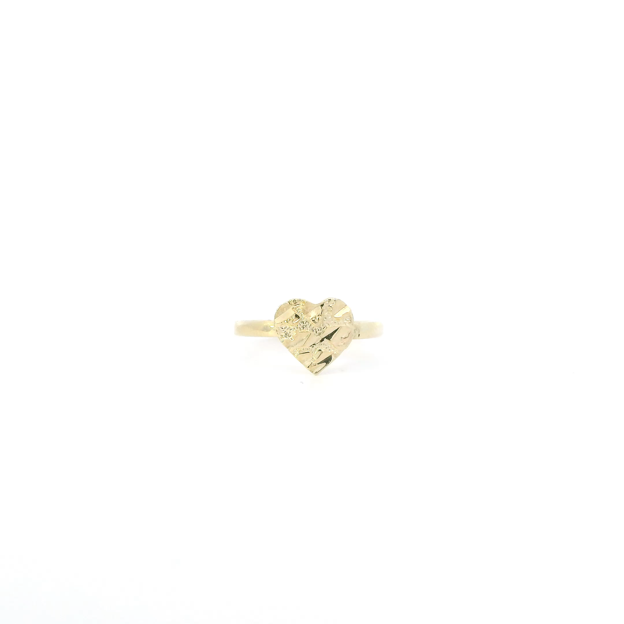 10K Yellow Gold Nugget Heart Womens Ring