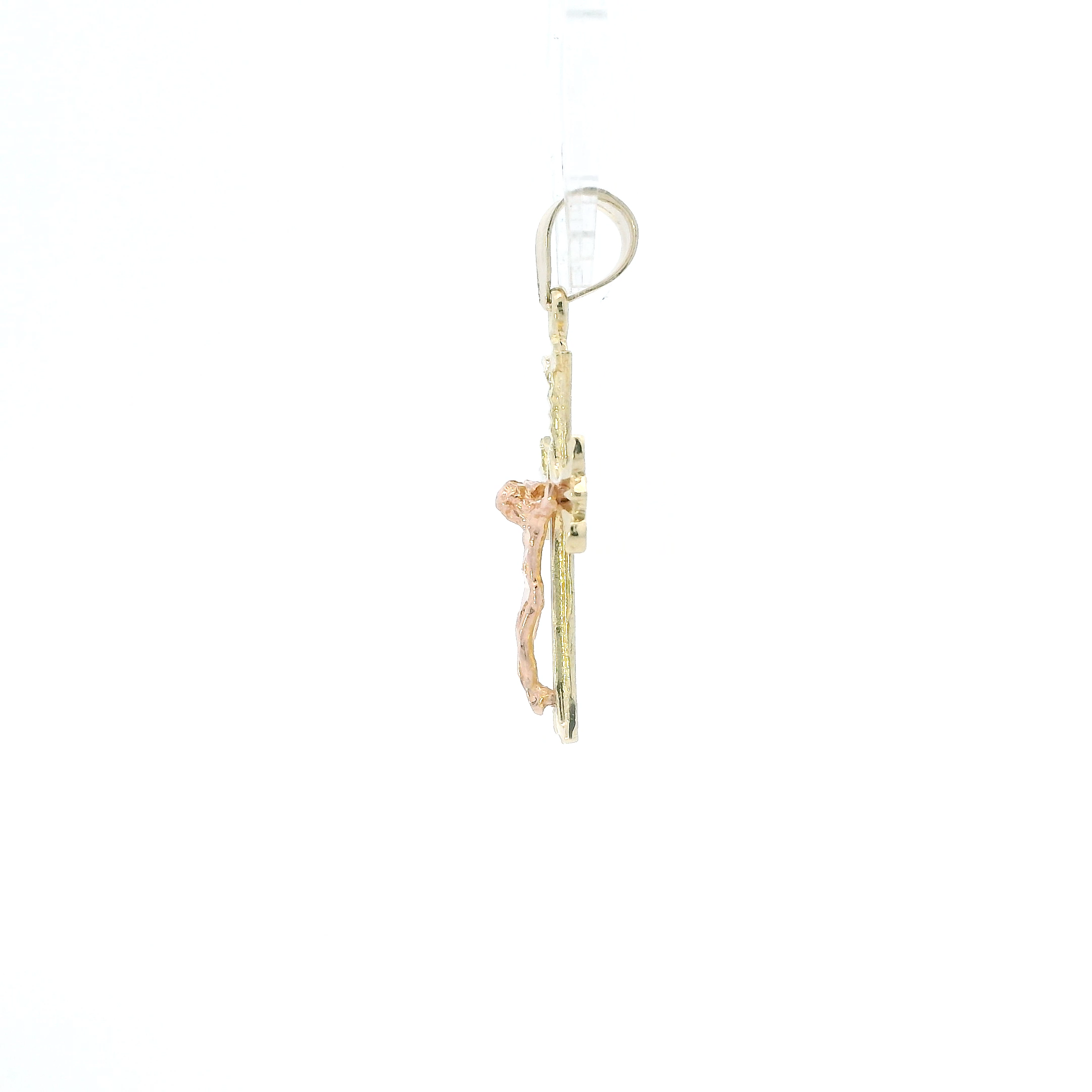 14K Yellow & Rose Gold Diamond Cut Religious Cross Pendant