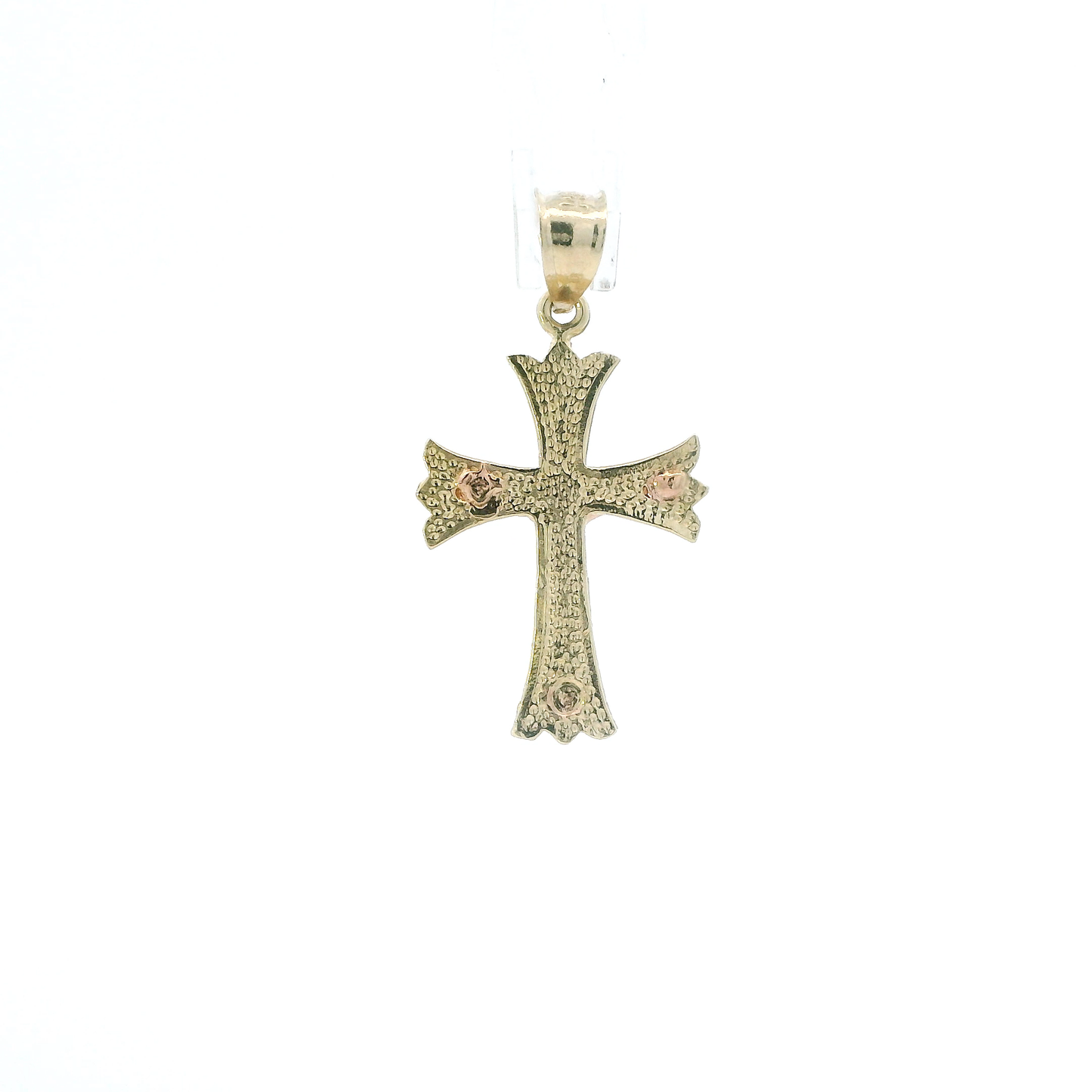14K Yellow & Rose Gold Diamond Cut Religious Cross Pendant