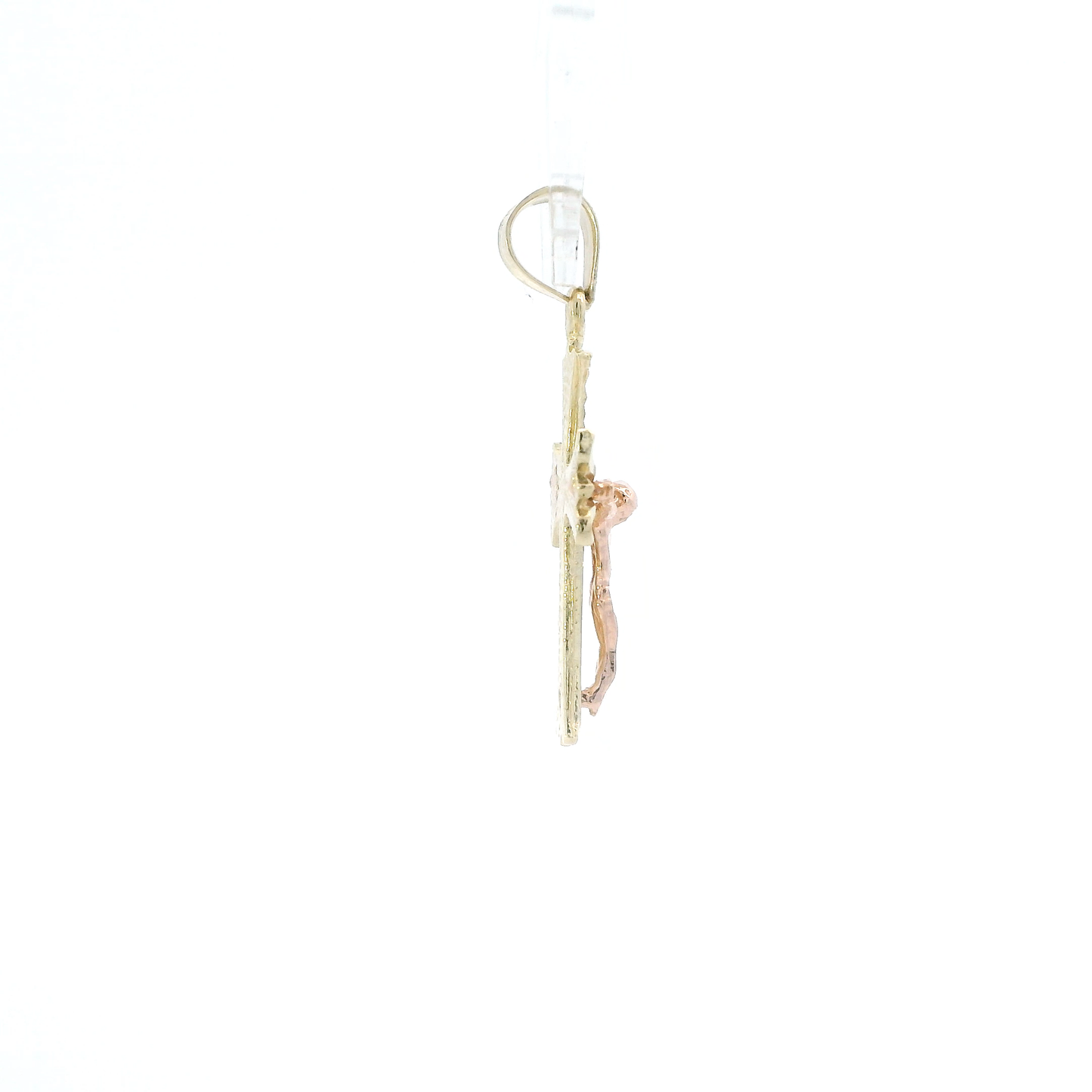 14K Yellow & Rose Gold Diamond Cut Religious Cross Pendant