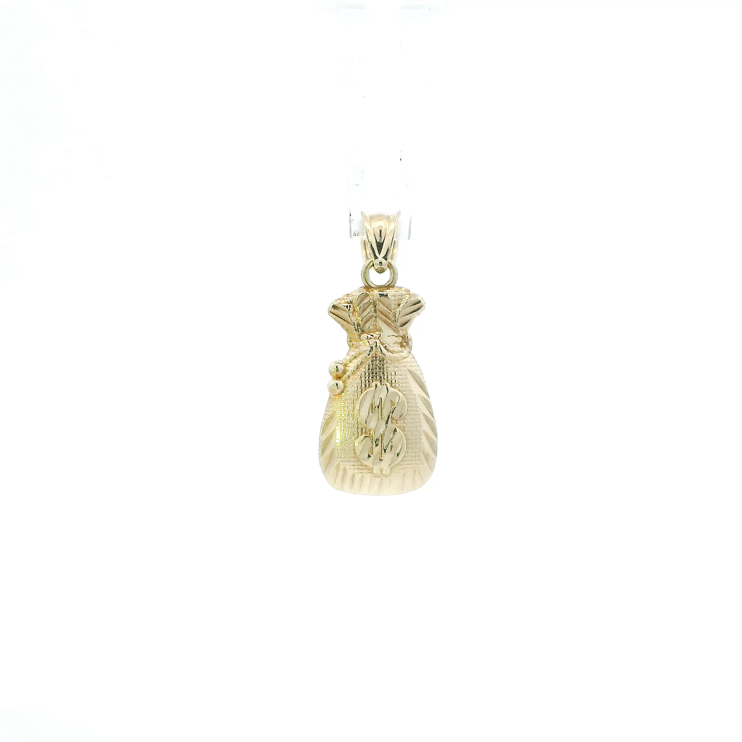 10K Yellow Gold Diamond Cut Money Bag Pendant