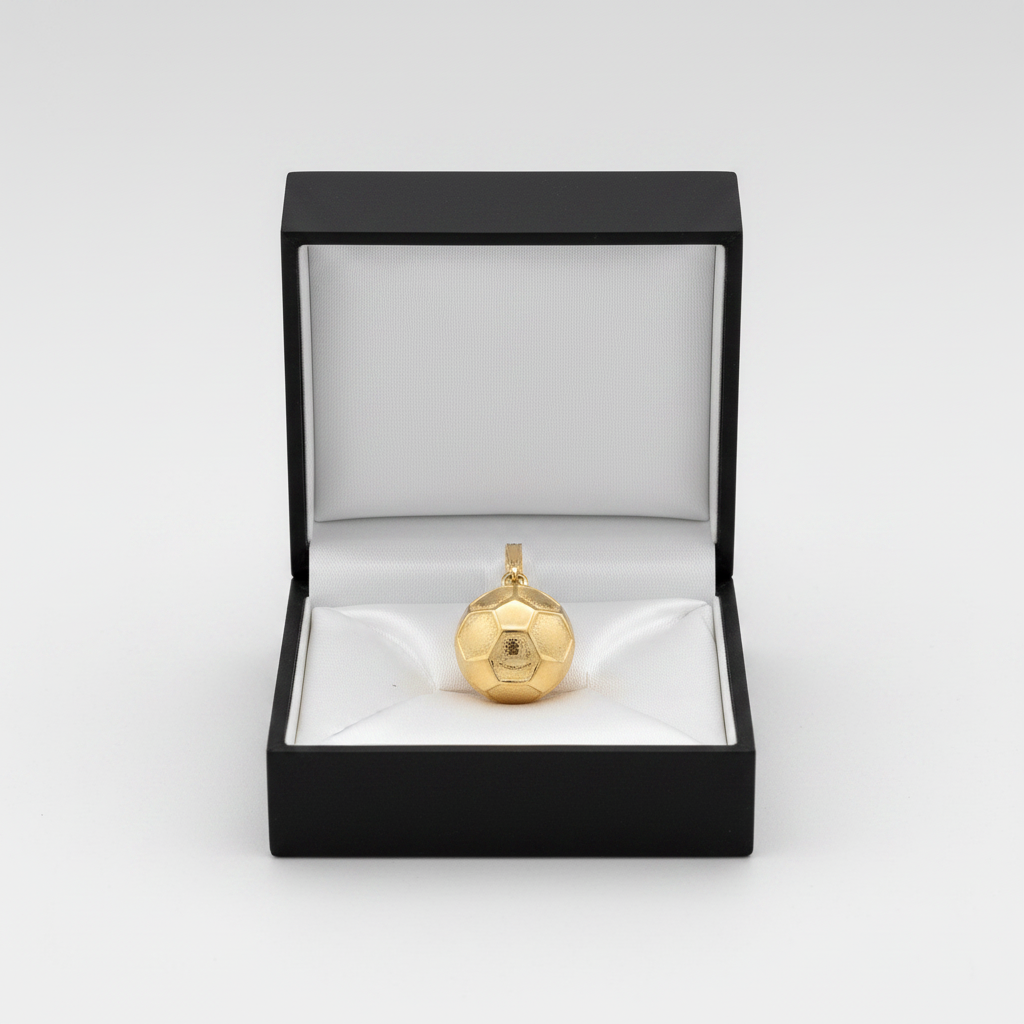 14K Yellow Gold Round Soccer Ball Pendant