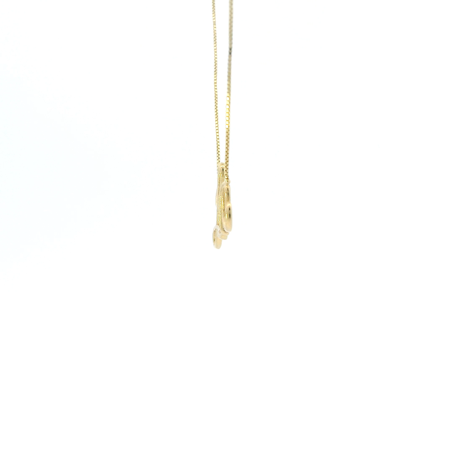14K Yellow Gold 18" Box Chain "Love" Necklace