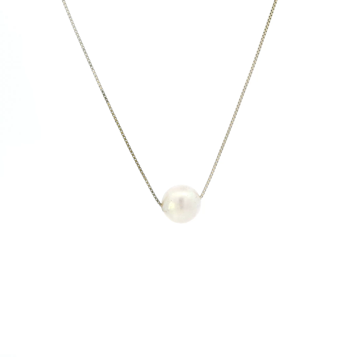 14K Yellow Gold Pearl Pendant & 17" Box Chain
