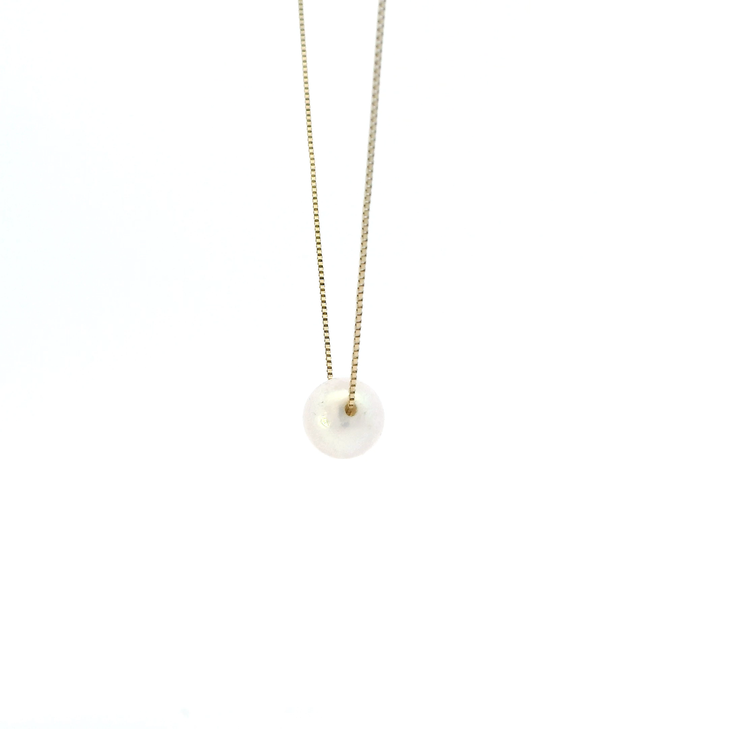 14K Yellow Gold Pearl Pendant & 17" Box Chain