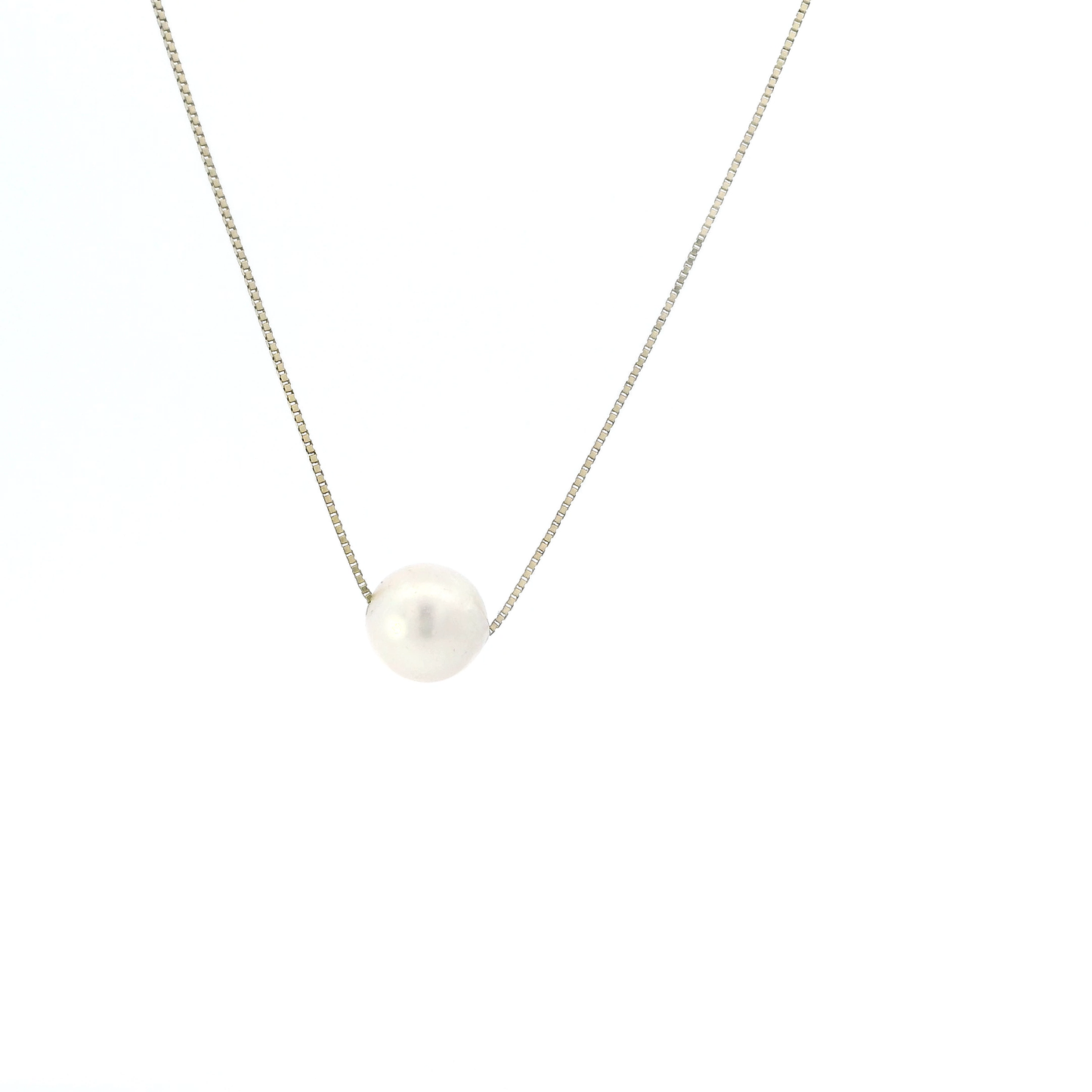 14K Yellow Gold Pearl Pendant & 17" Box Chain