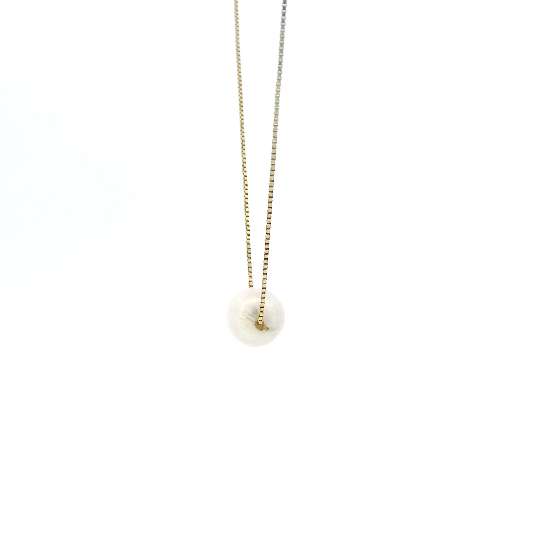 14K Yellow Gold Pearl Pendant & 17
