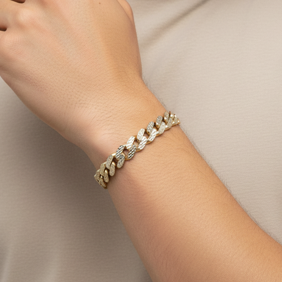 10K Yellow & White Gold 8.75" Monaco Cuban Bracelet