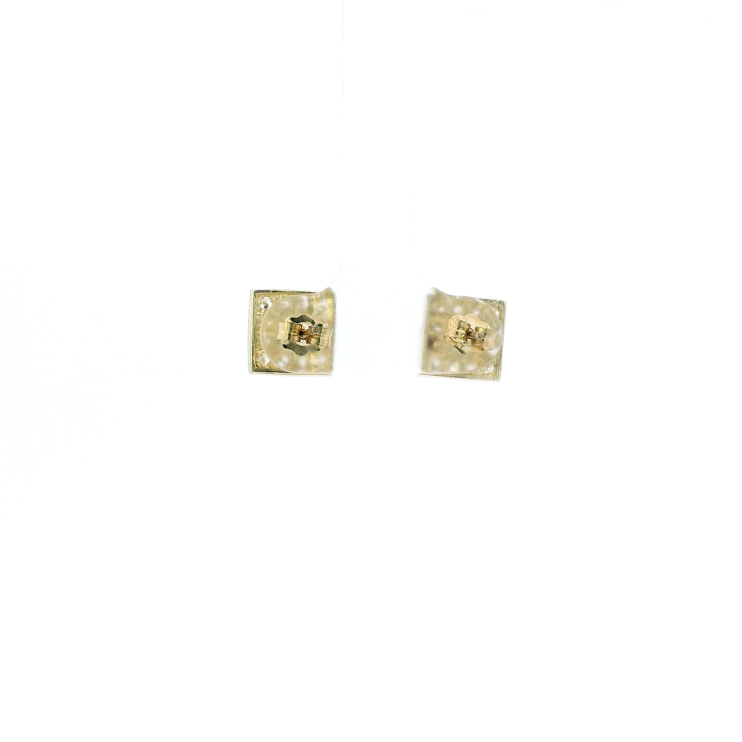 10K Yellow Gold Square Cz Stud Earrings