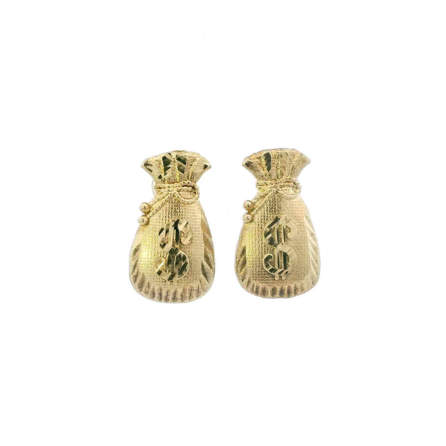 10K Yellow Gold Money Bag Earrings
