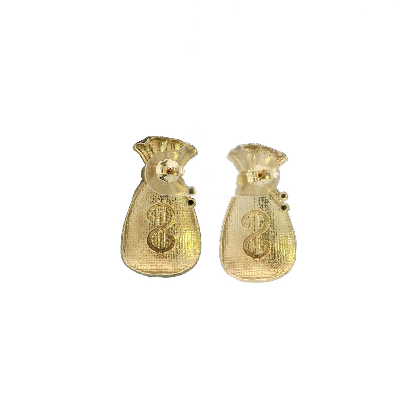 10K Yellow Gold Money Bag Earrings