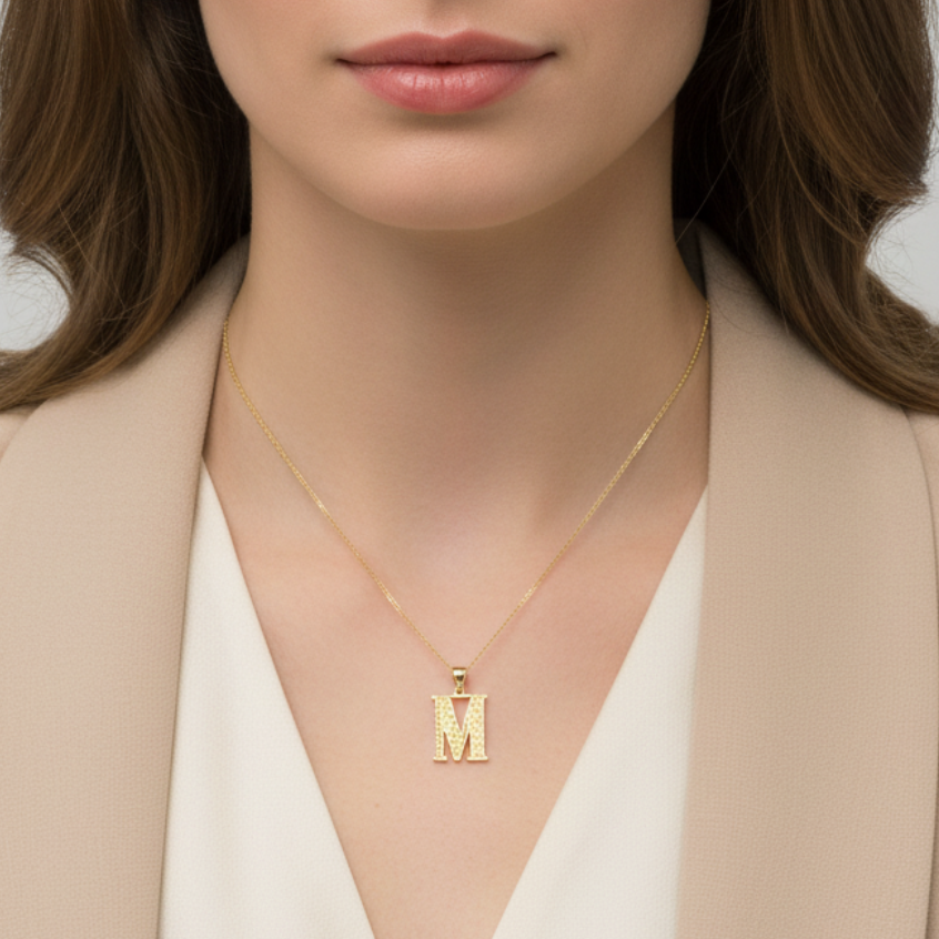10K Yellow Gold Diamond Cut Letter 