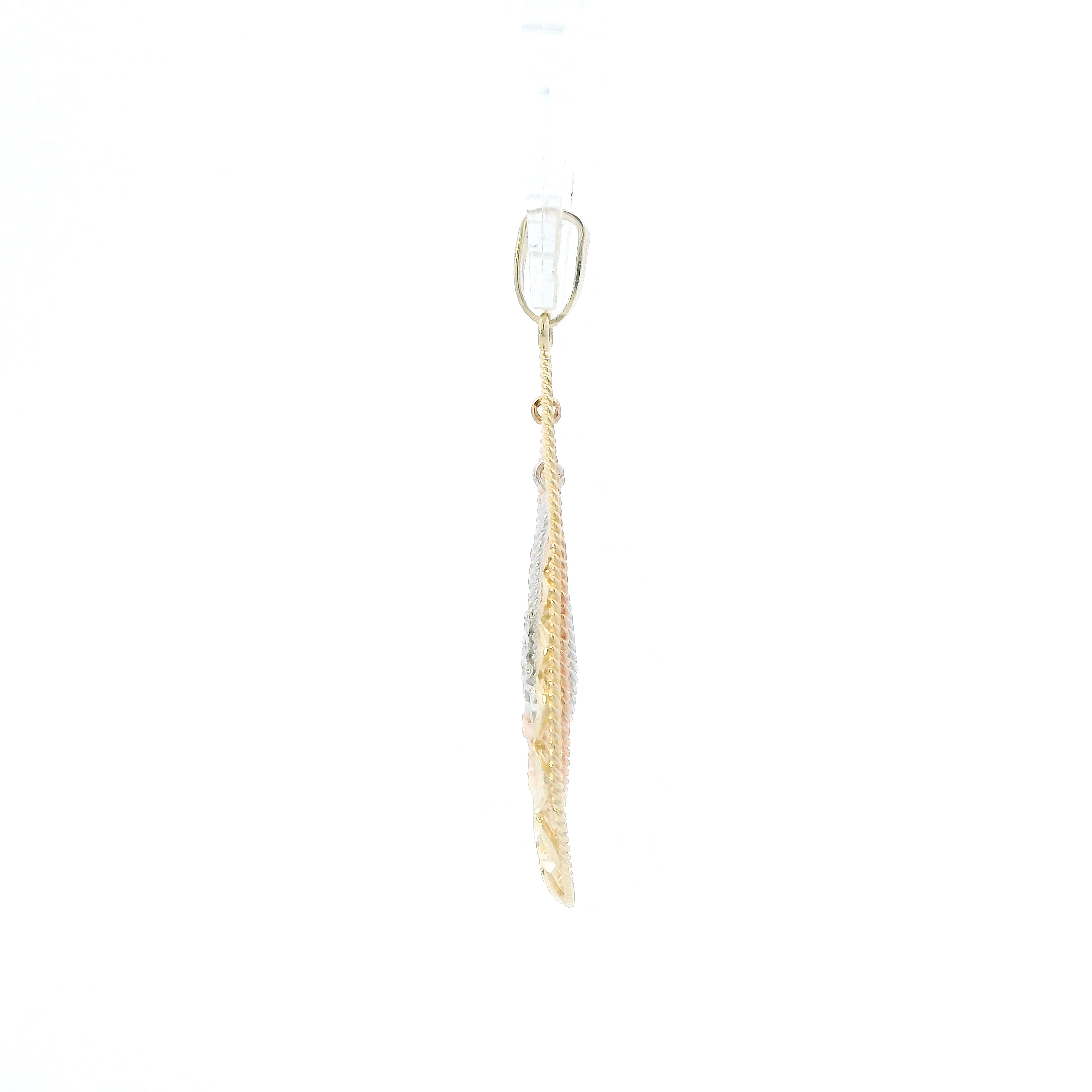14K Tri Color Gold Filigree Pear Pendant