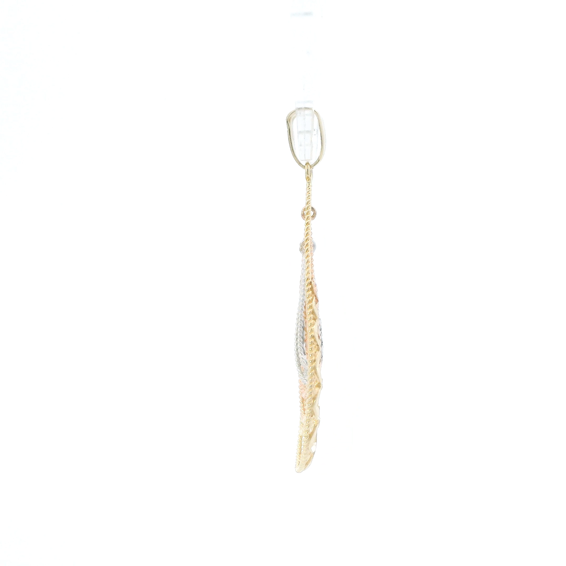 14K Tri Color Gold Filigree Pear Pendant