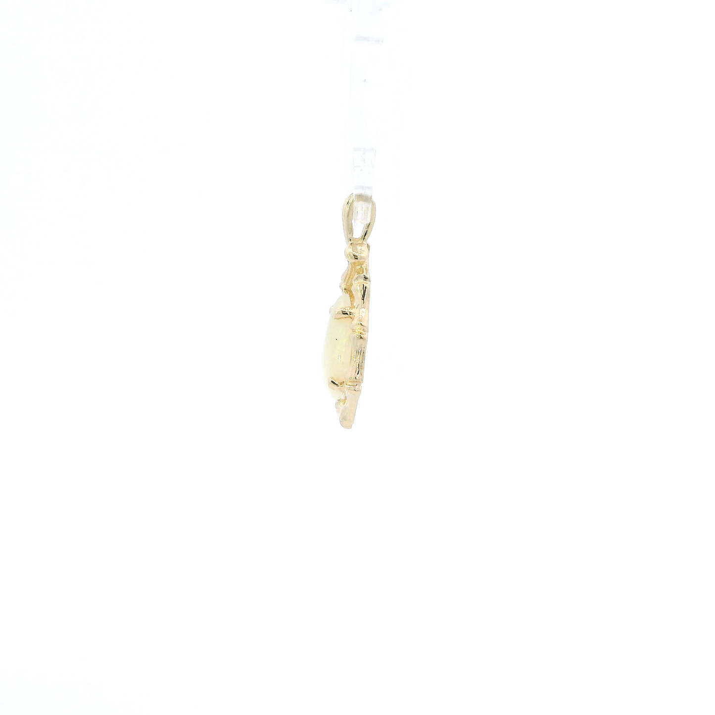 14K Yellow Gold Pear Opal Bamboo Pendant