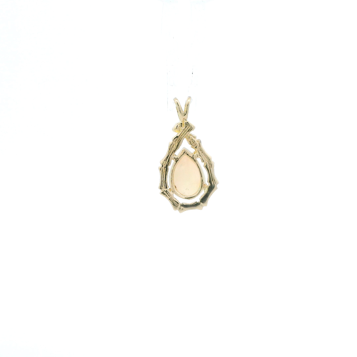 14K Yellow Gold Pear Opal Bamboo Pendant