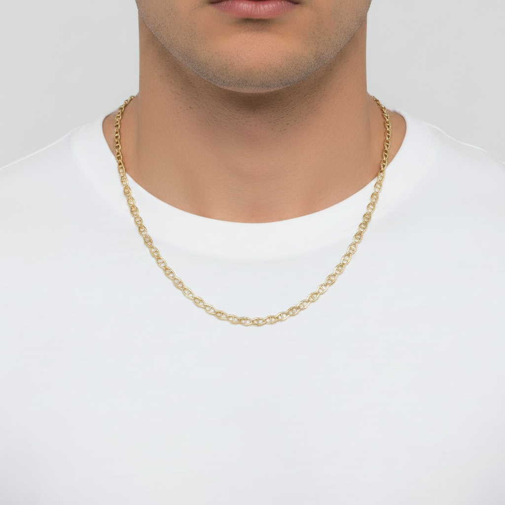 14K Yellow Gold 22.5" Diamond Cut Mariner Chain