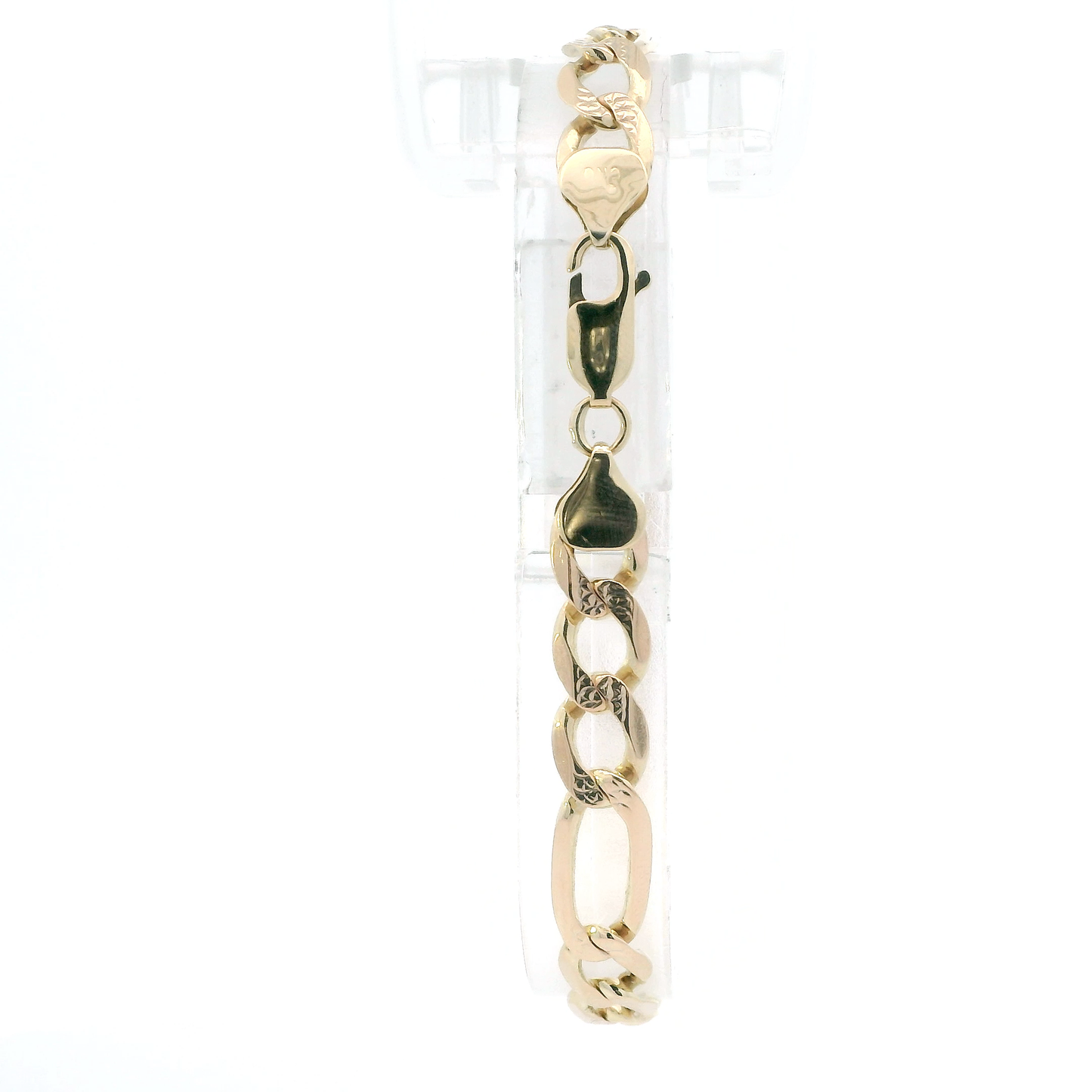 14K Yellow Gold 8.5" Diamond Cut Figaro Bracelet